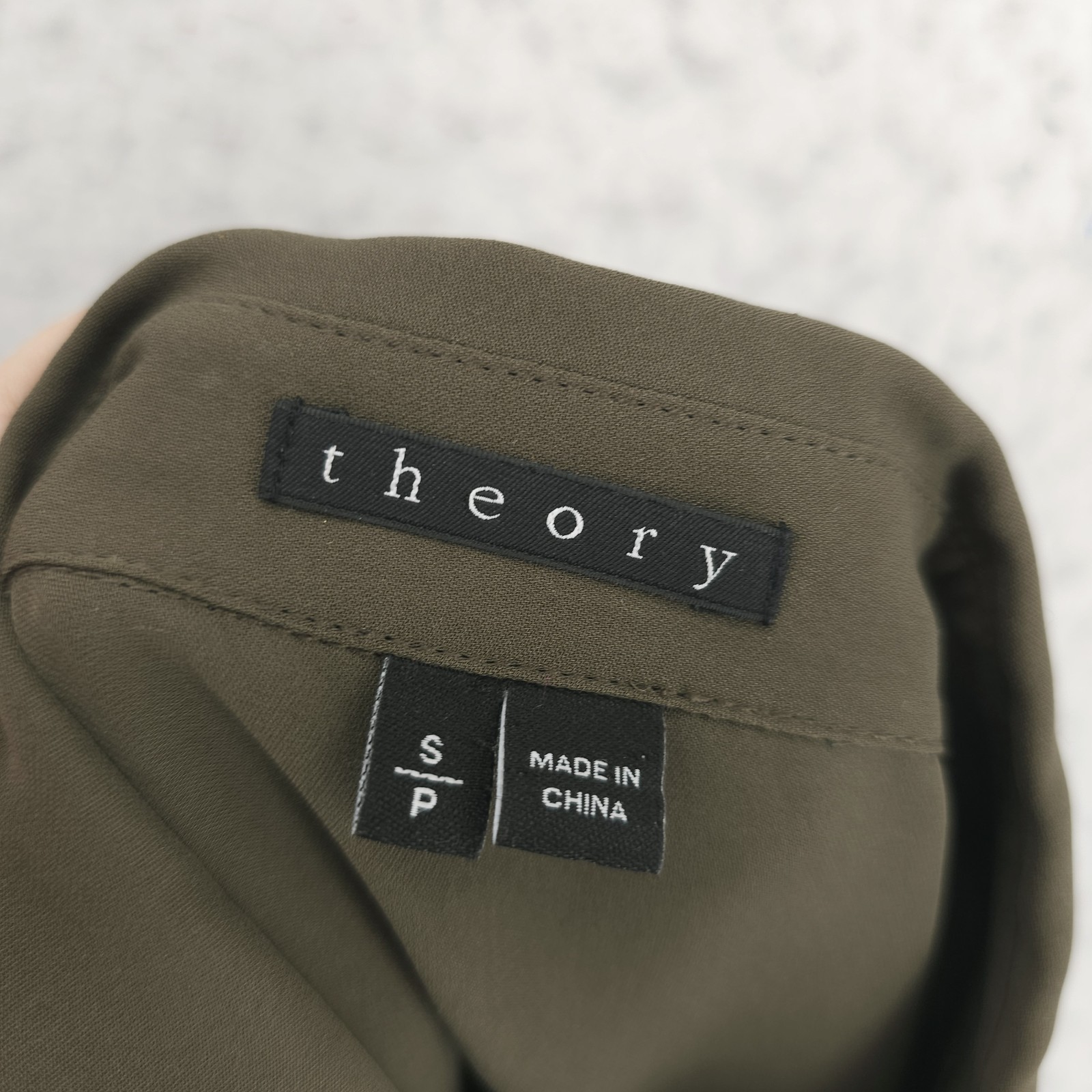 THEORY 100% Silk Blouse Hidden Button Layered Elegant Career Size SMALL
