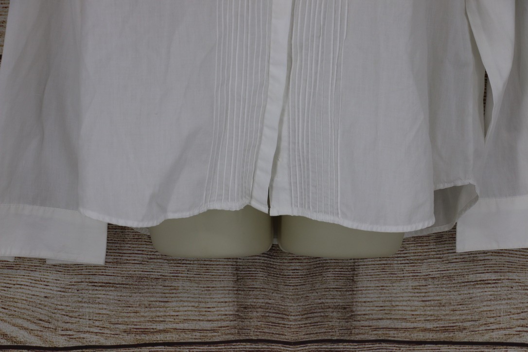 VINTAGE Womens Size 18 Button Up Long Sleeve Pleated Shirt White Embroidered