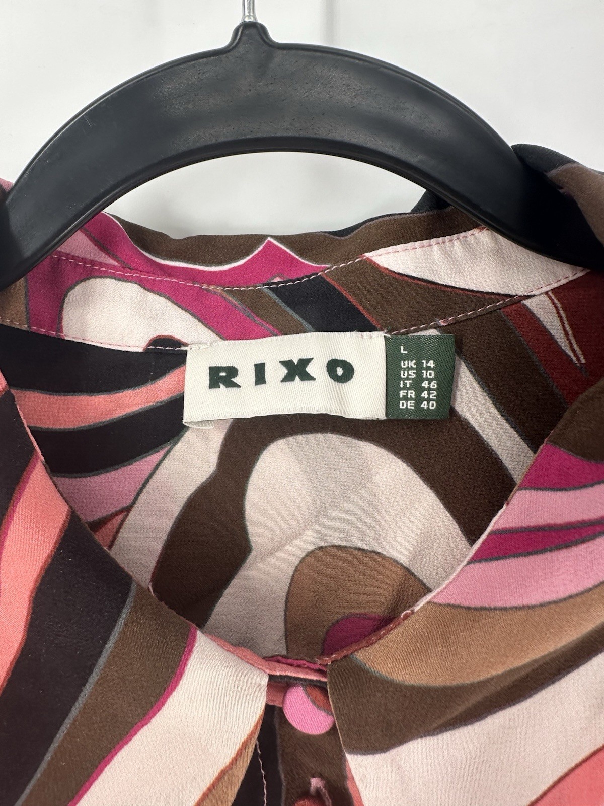 Rixo Havan Marble Pink Silk Shirt Women’s 6 Read