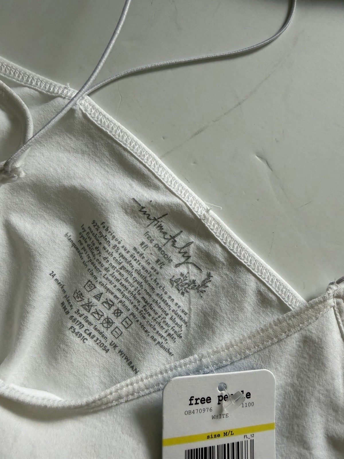 New Free People Intimately Women M/L Skinny Strap Seamless Brami Cami Top White