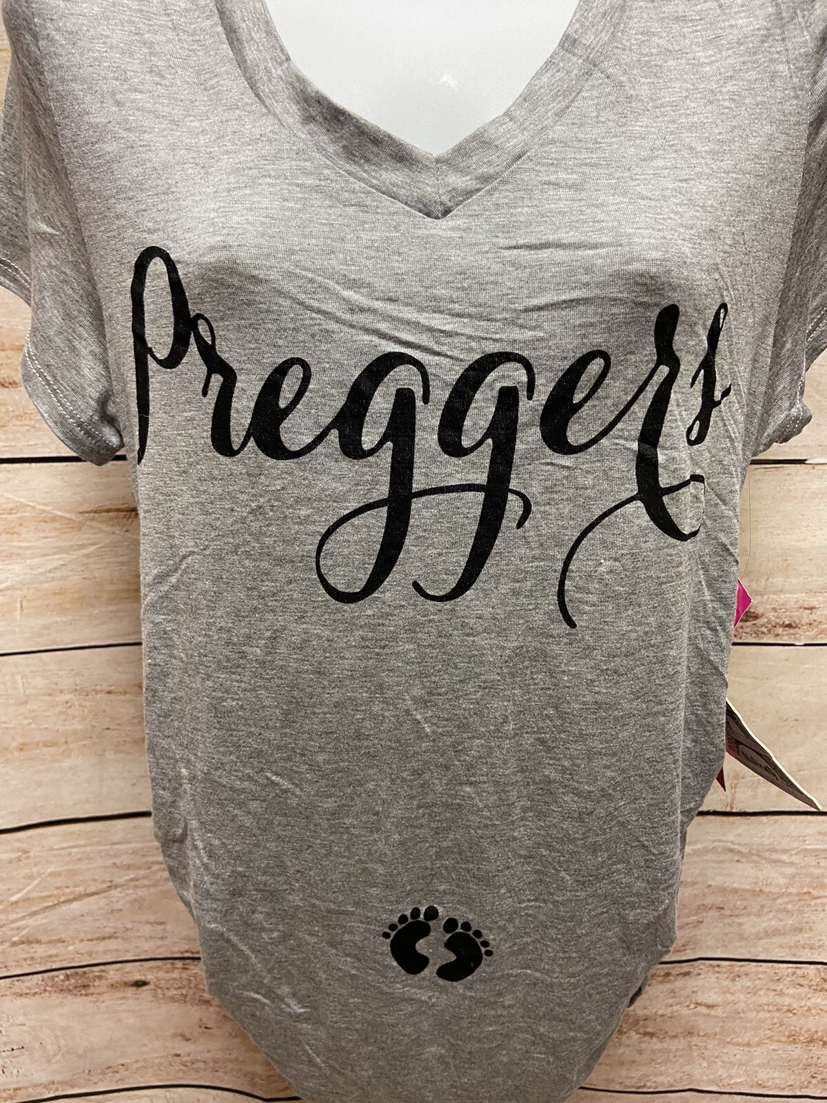 French Pastry Short Sleeve “Preggers” Shirt Size Medium Womens Gray New NWT Top