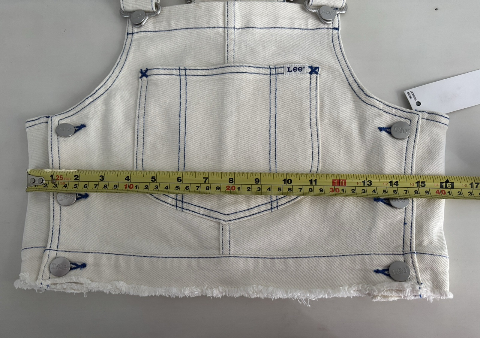 Lee Denim Women’s Off-White Ivory Denim Overall Bib Top Square Neck Top Size XS