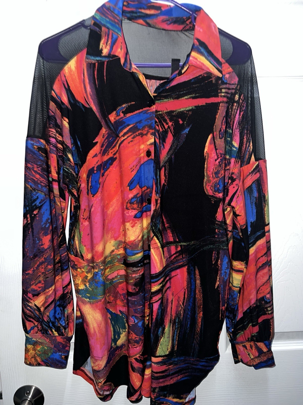 LOT OF 3 Attitudes by Renee Como Jersey Mesh Shoulder Printed Shirts Small