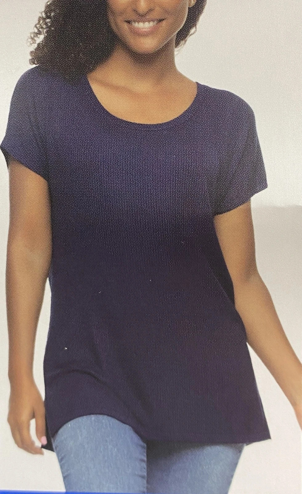 NWT FELINA 1763393 BLUE (ASTRAL AURA) RIBBED SCOOP NECK TUNIC TOP SZ XXL #J624