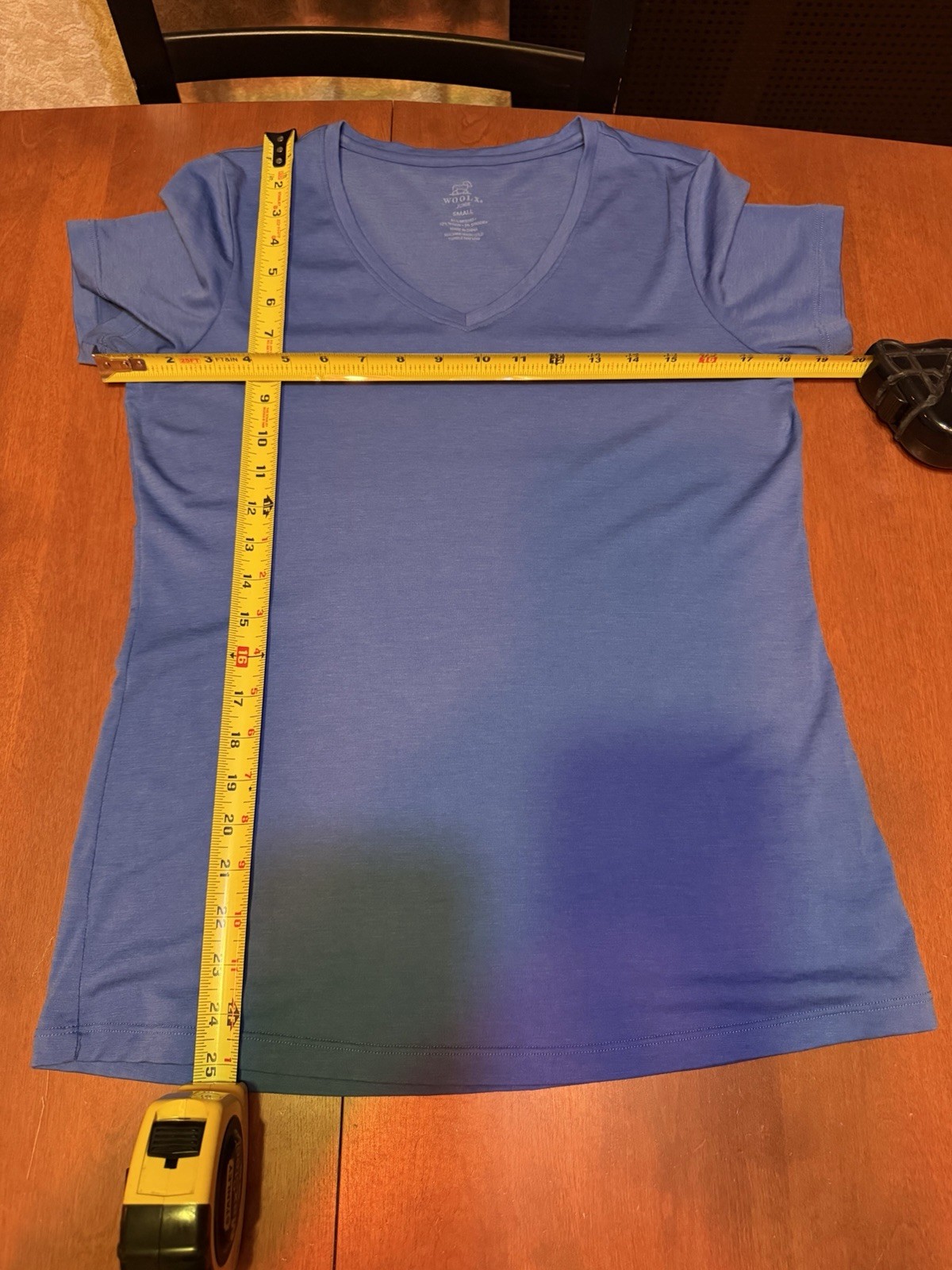 Woolx Junie Blue Merino Blend Short Sleeve V-Neck Women’s Size Small