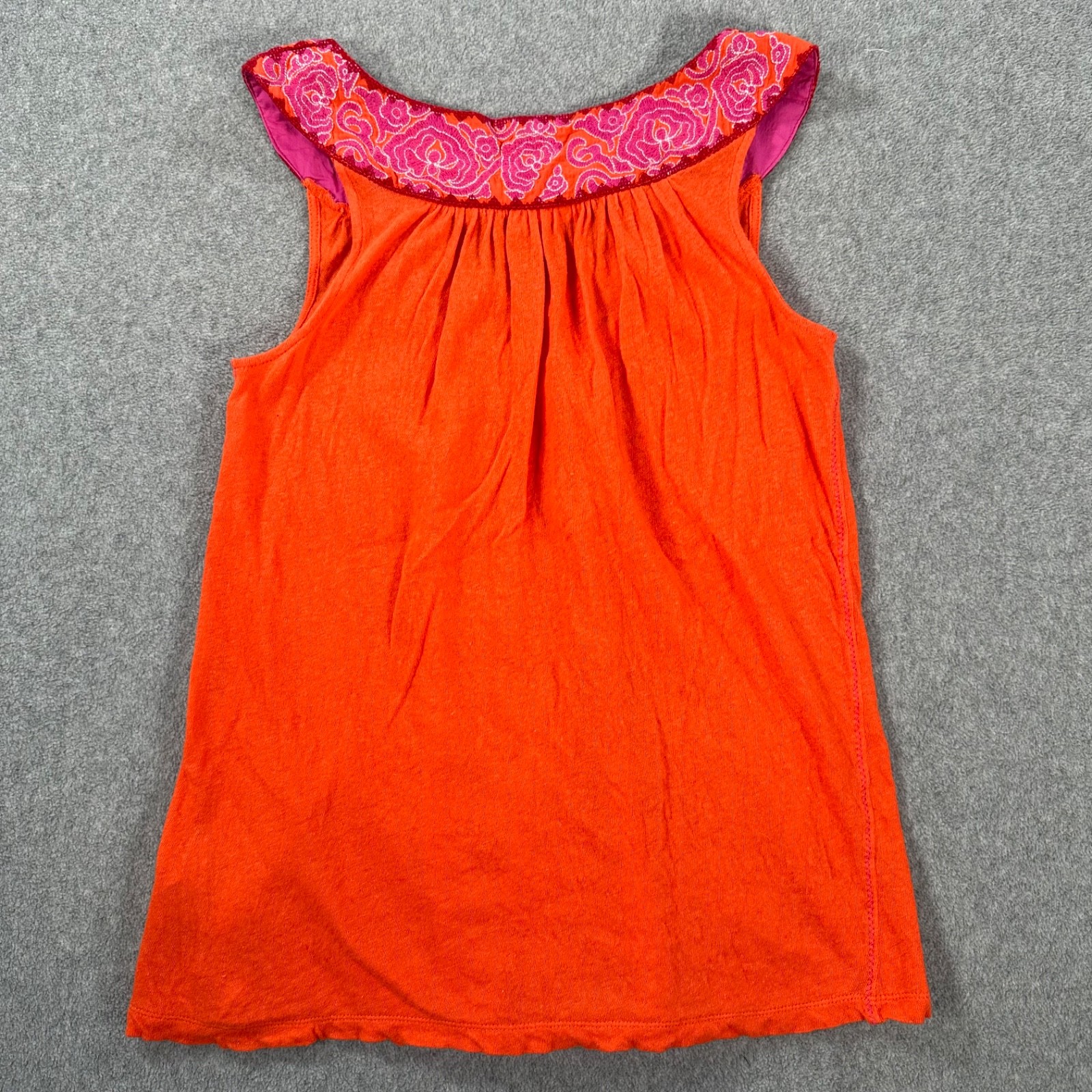 Meadow Rue Anthropologie Embroidered Collar Tunic Top Women’s Small Orange Pink