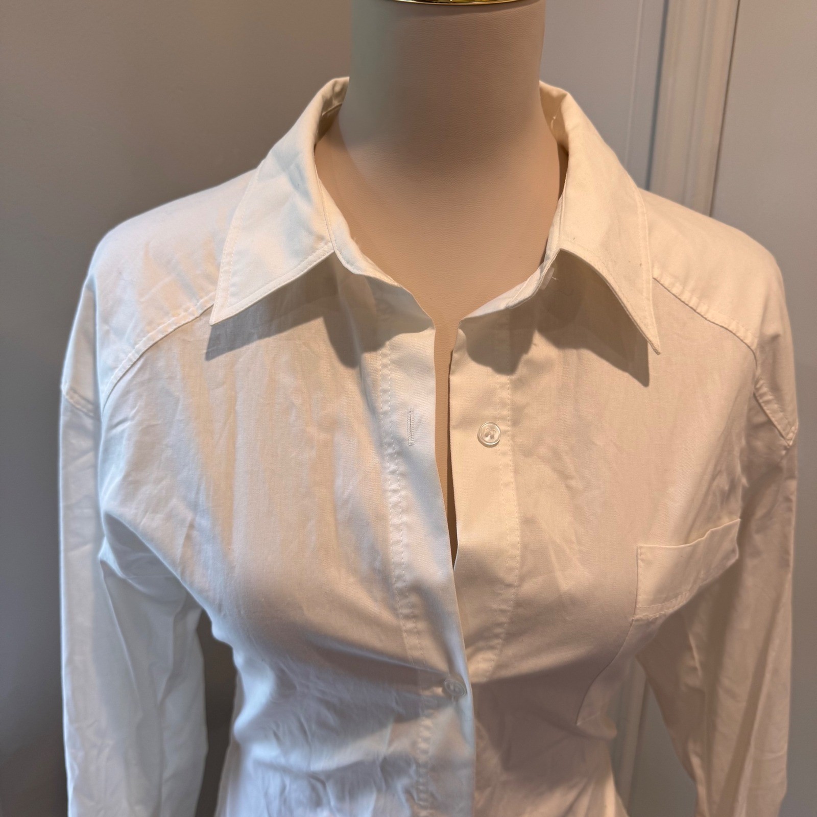 Zara White Open Back Tie Poplin Shirt Button Down Sexy Cutout Detail | Size S