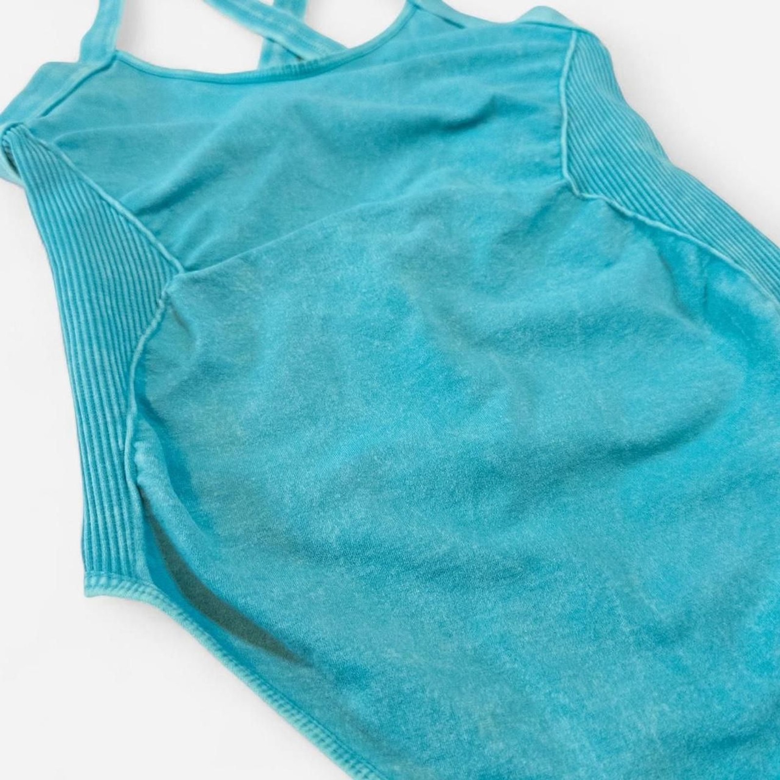 Free People Movement Teal Criss Cross Back Leotard Bodysuit One Piece XS/S