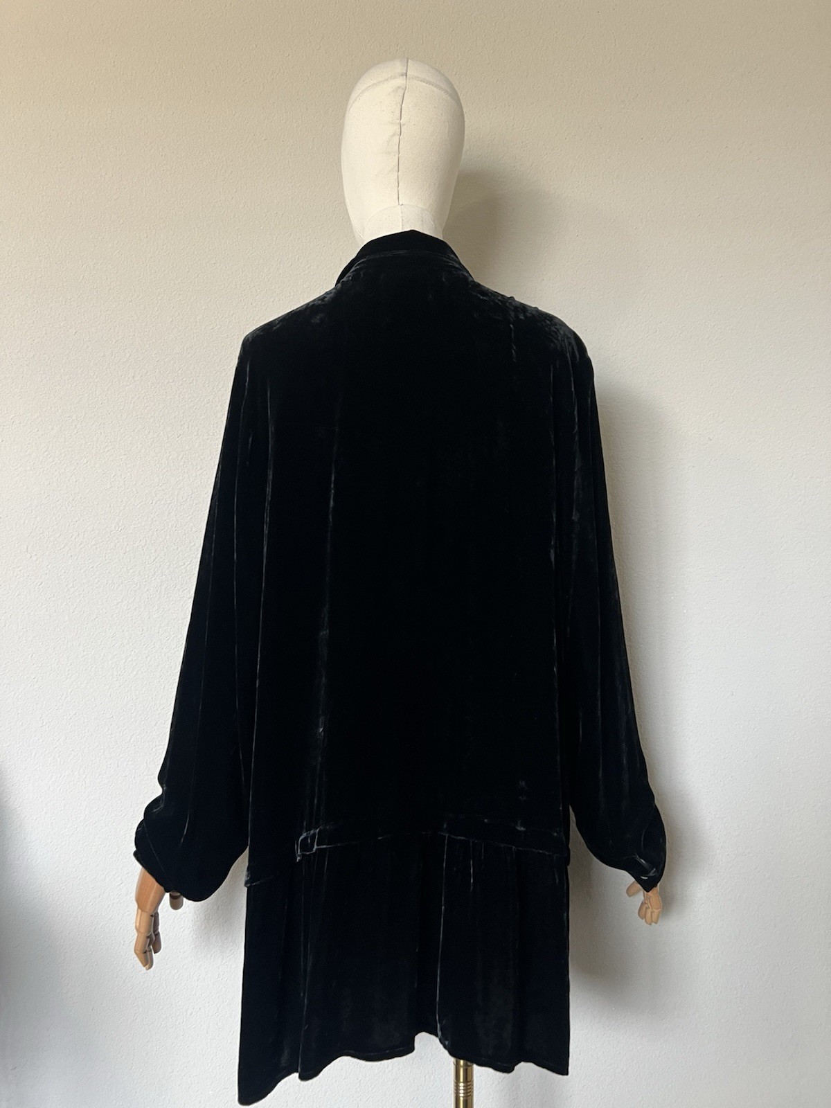 J Jill Top Womens L Tall Black Velvet Button Up Long Sleeve Tunic Silk Blend