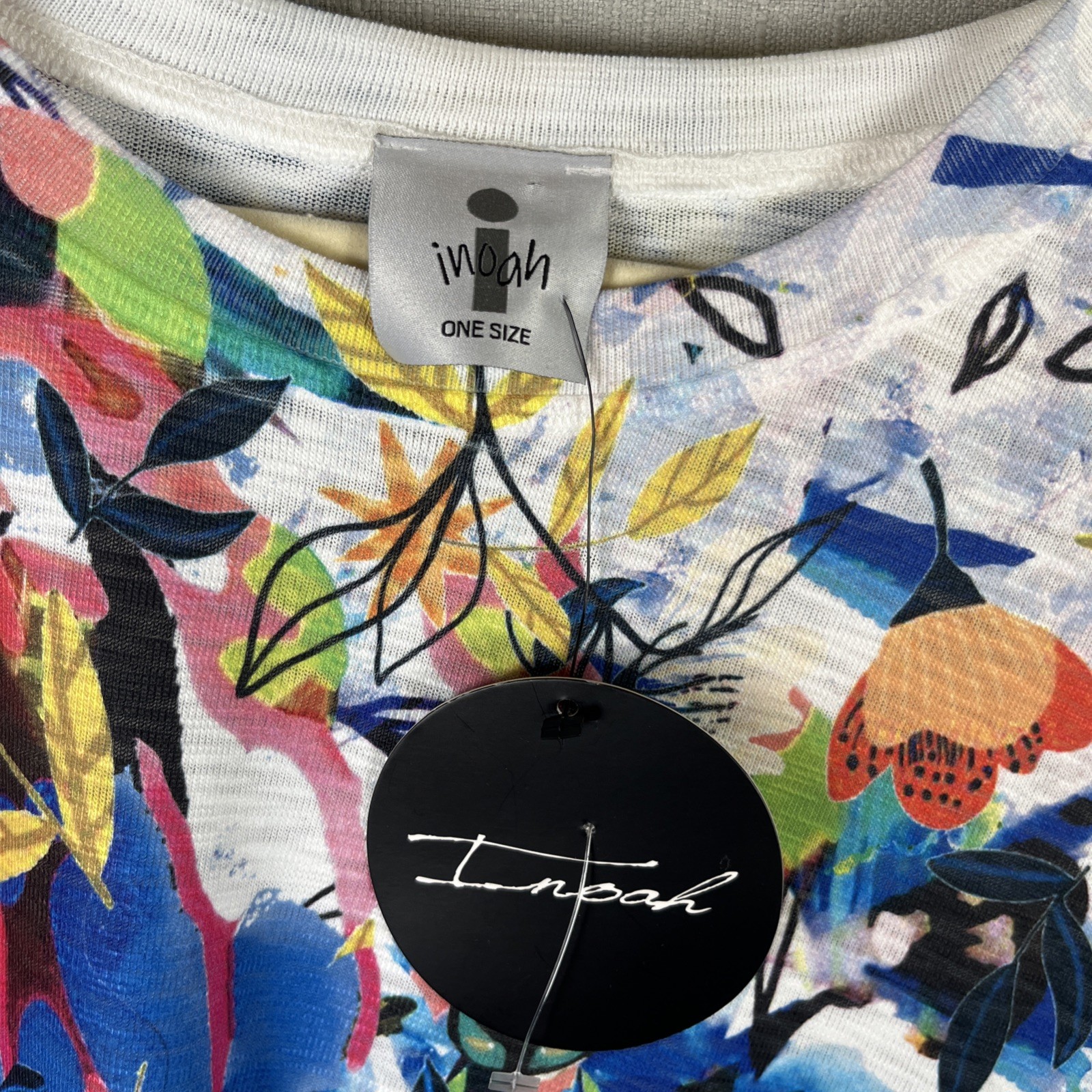 Inoah Womens One Size Large XL 1X 2X Abstract Boho Artsy Tunic Top Oversized NEW