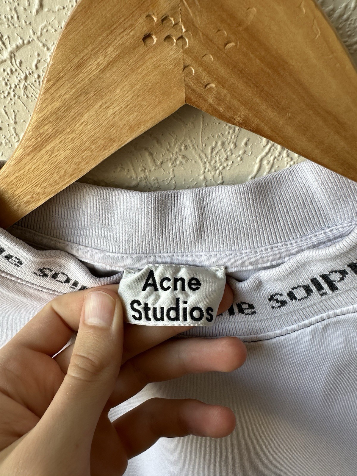 Acne Studios Logo Jacquard Collar White T Shirt