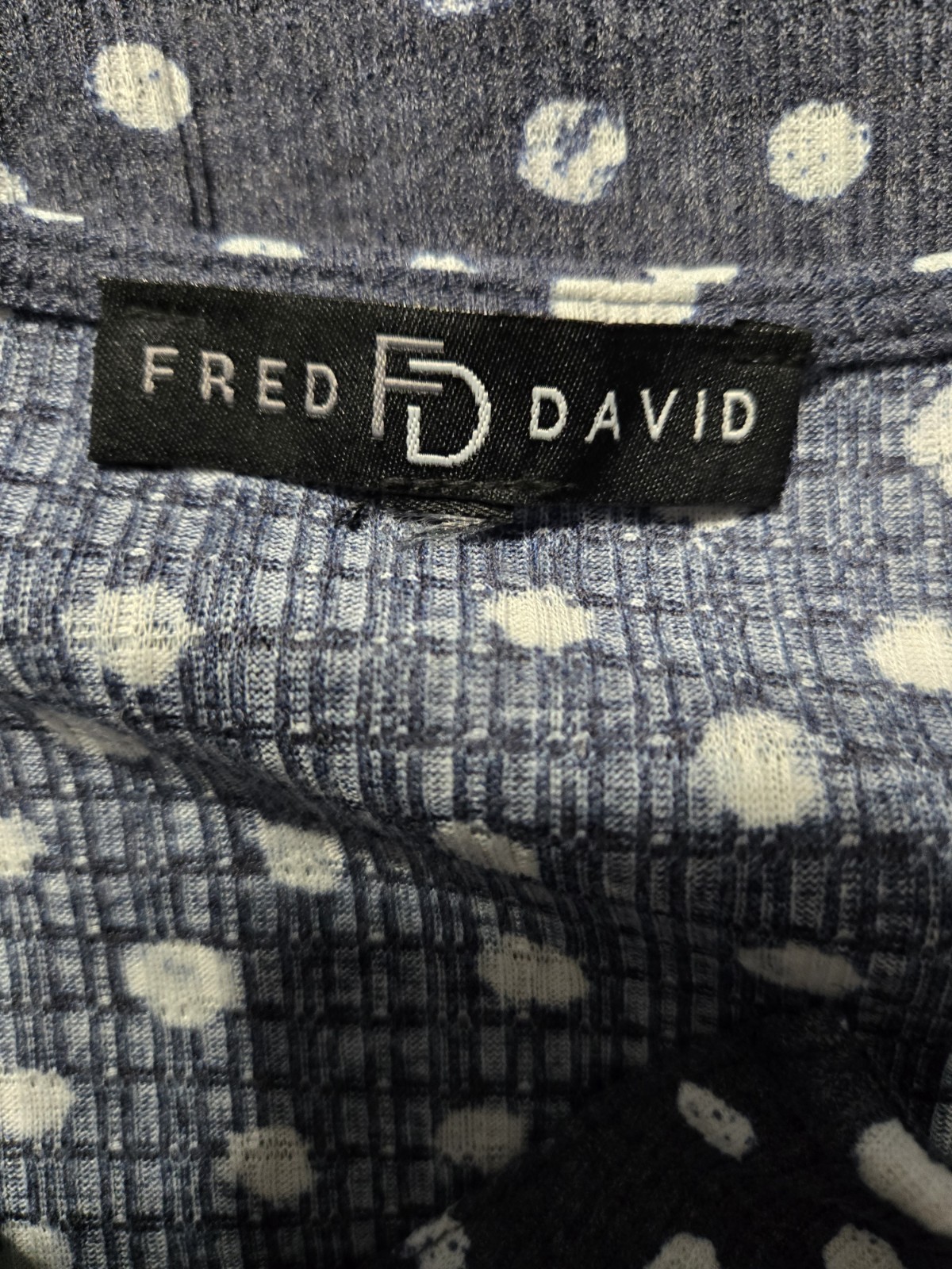 Fred David Small Blouse Womens Blue Gray Polka Dot