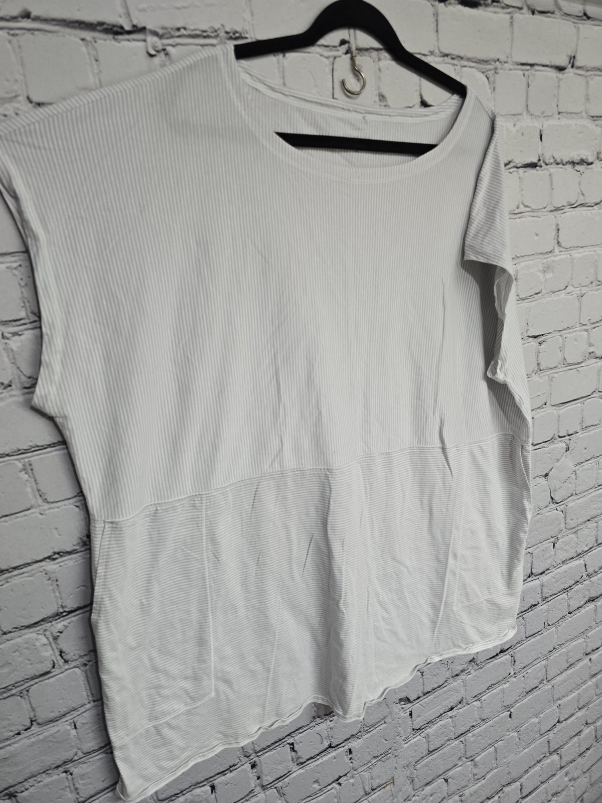 Eileen Fisher Box Top Womens 3X Gray White Stripe Oversized Minimalist Tunic