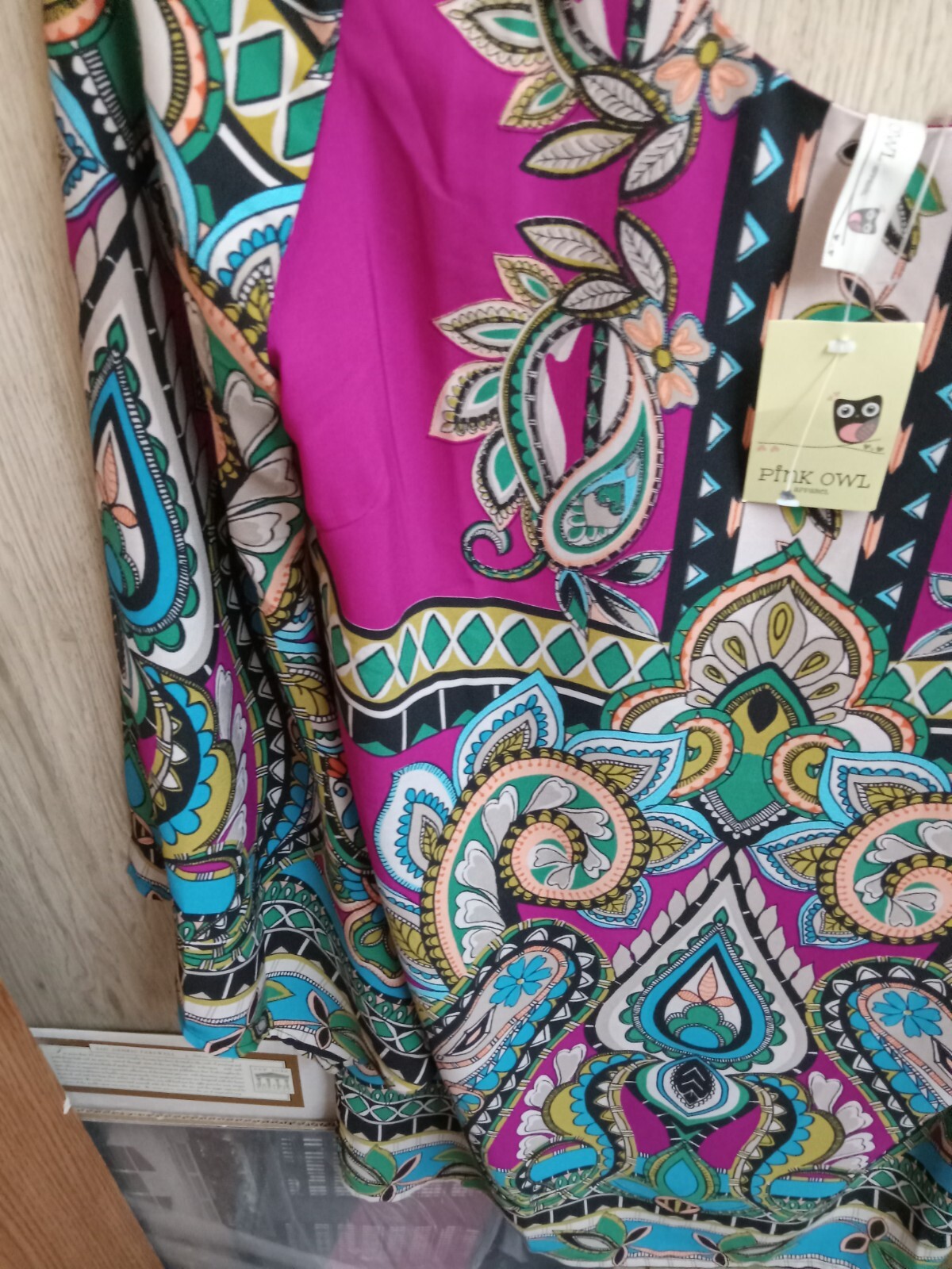 Pink Owl, Womens Multi colored Blouse size medium. New, Paisley