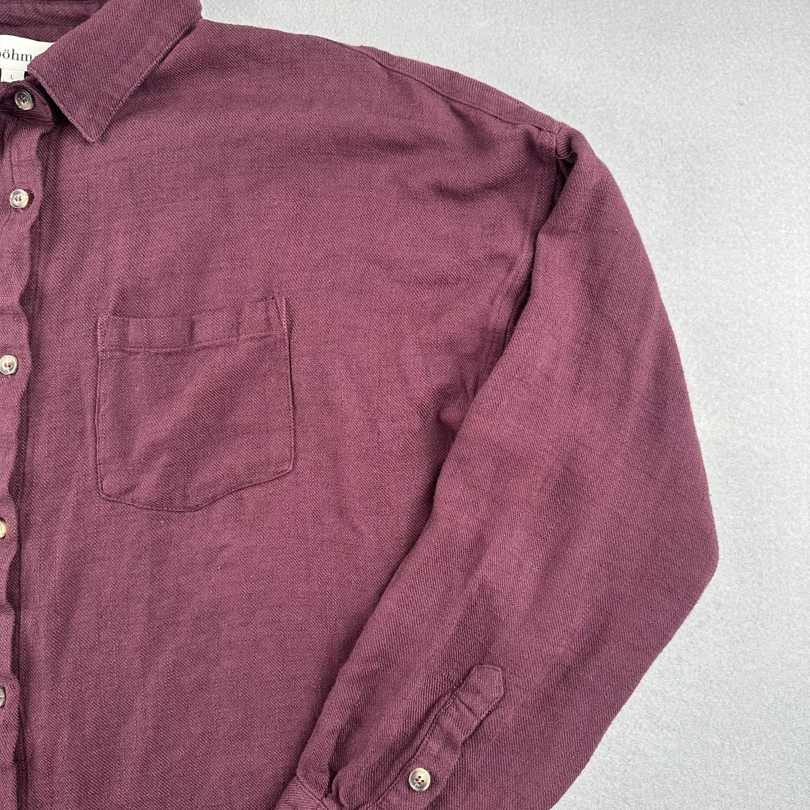 Bohme Burgandy Button Down Long Sleeve Womans Size Large Linen Top