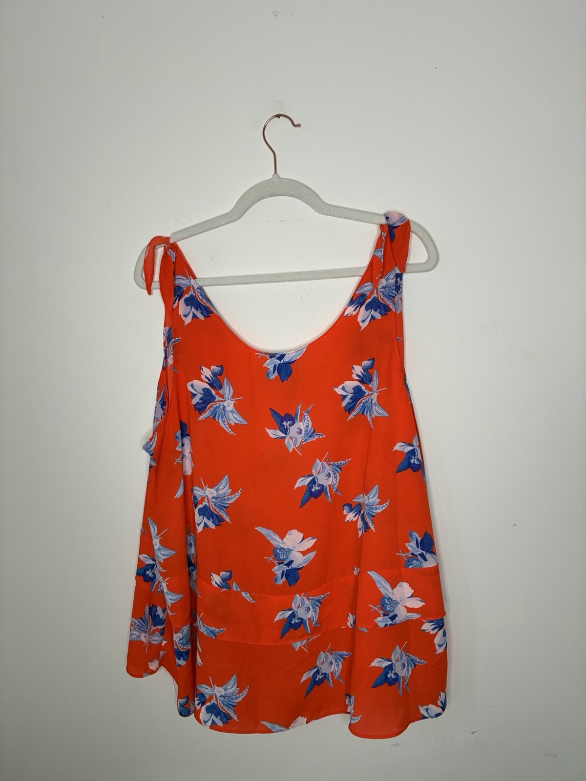 Ava & Viv Women’s 2X Plus Orange/Blue/Pink Floral Scoop Neck Sleeveless Tank