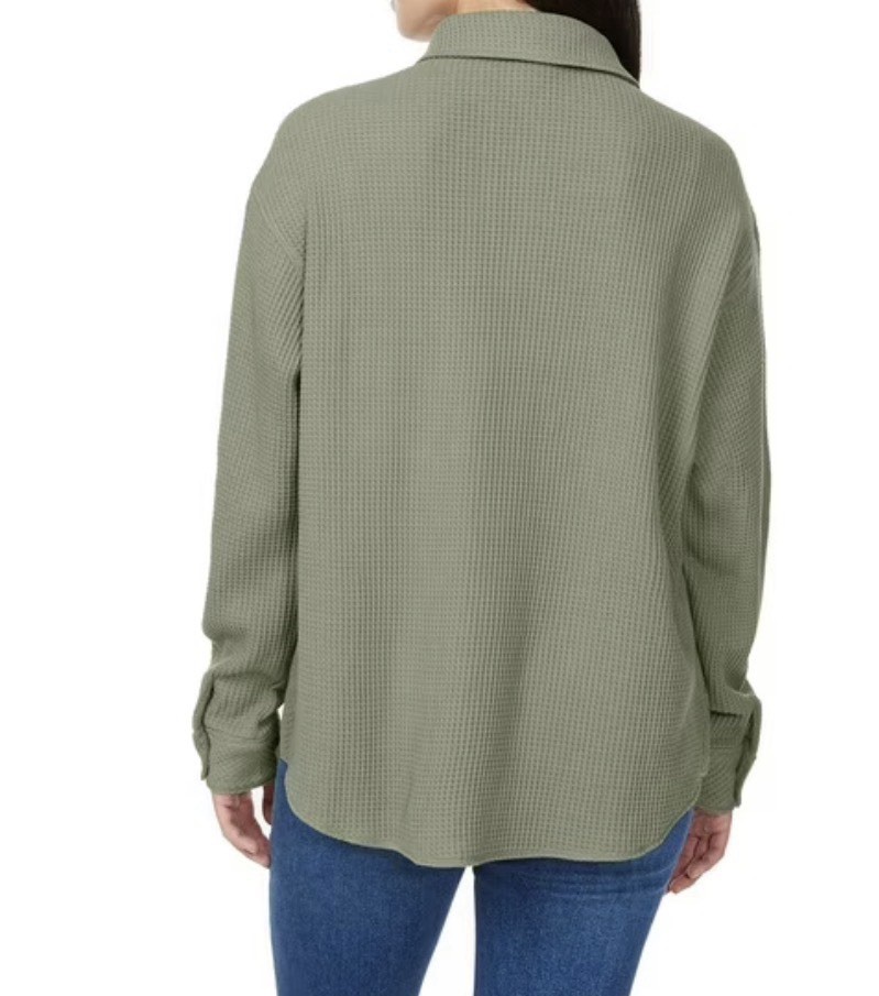 Buffalo Jeans Waffle Button Up Long Sleeve Shirt ~ Faded Sage ~ Size M NWT