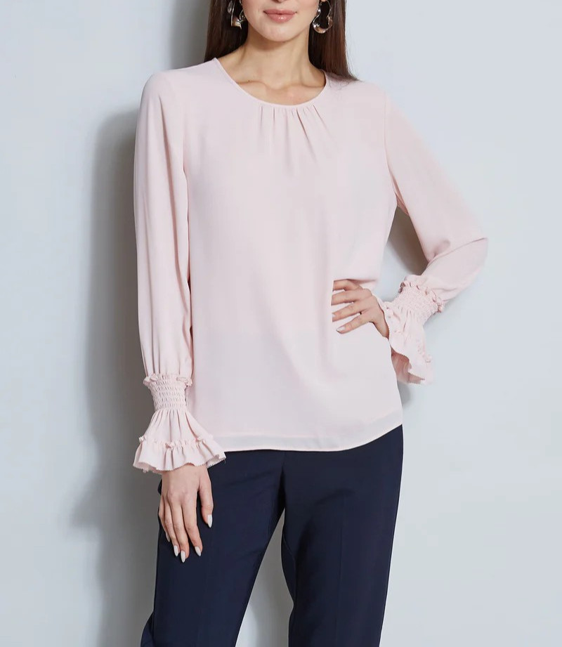 T Tahari Crewneck Blouse MSRP $78 Size S # 4D 1298 Blm
