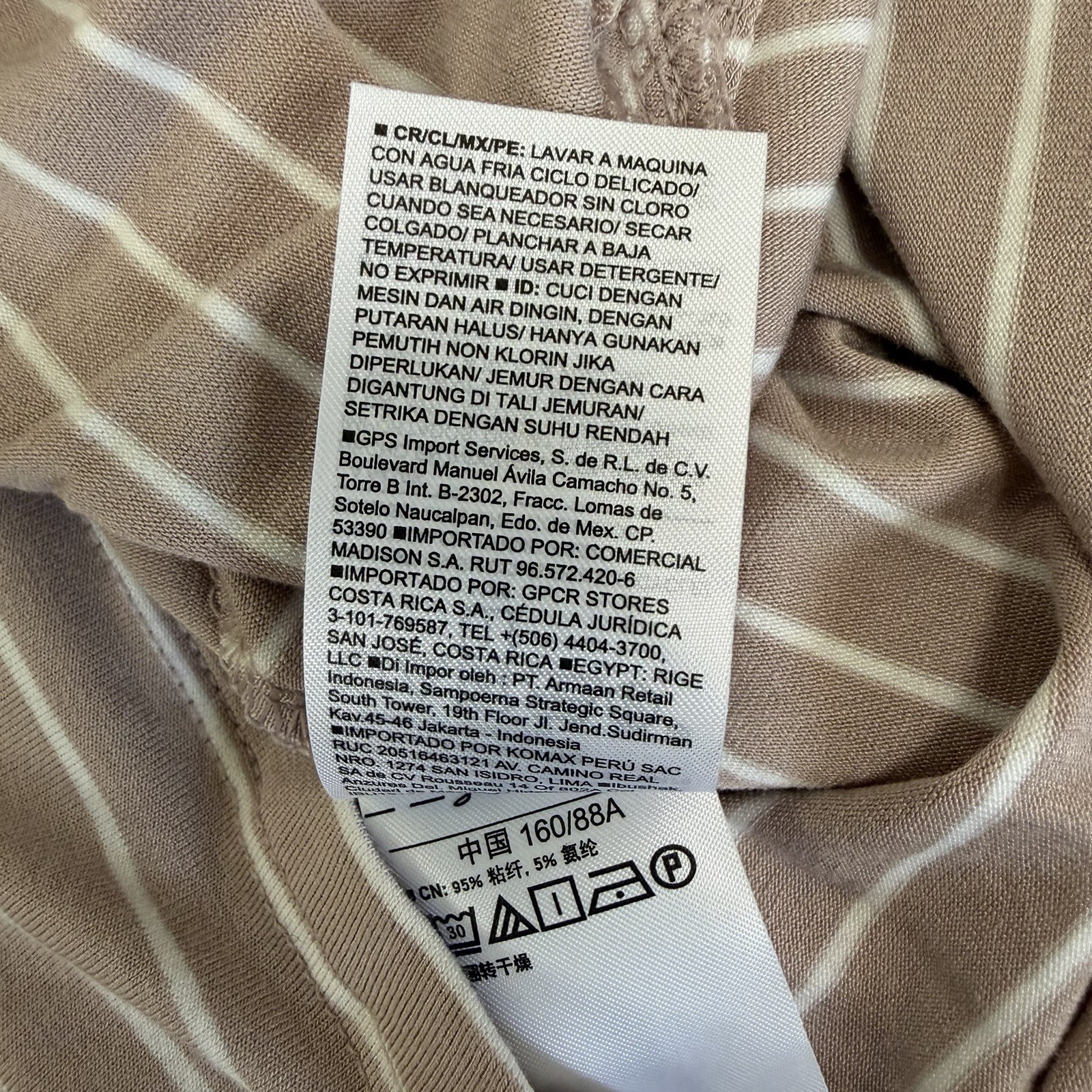 Old Navy Women’s Pink/white Striped Shirt SZ-Small 95% RAYON/VISCOSE,5%Spandex