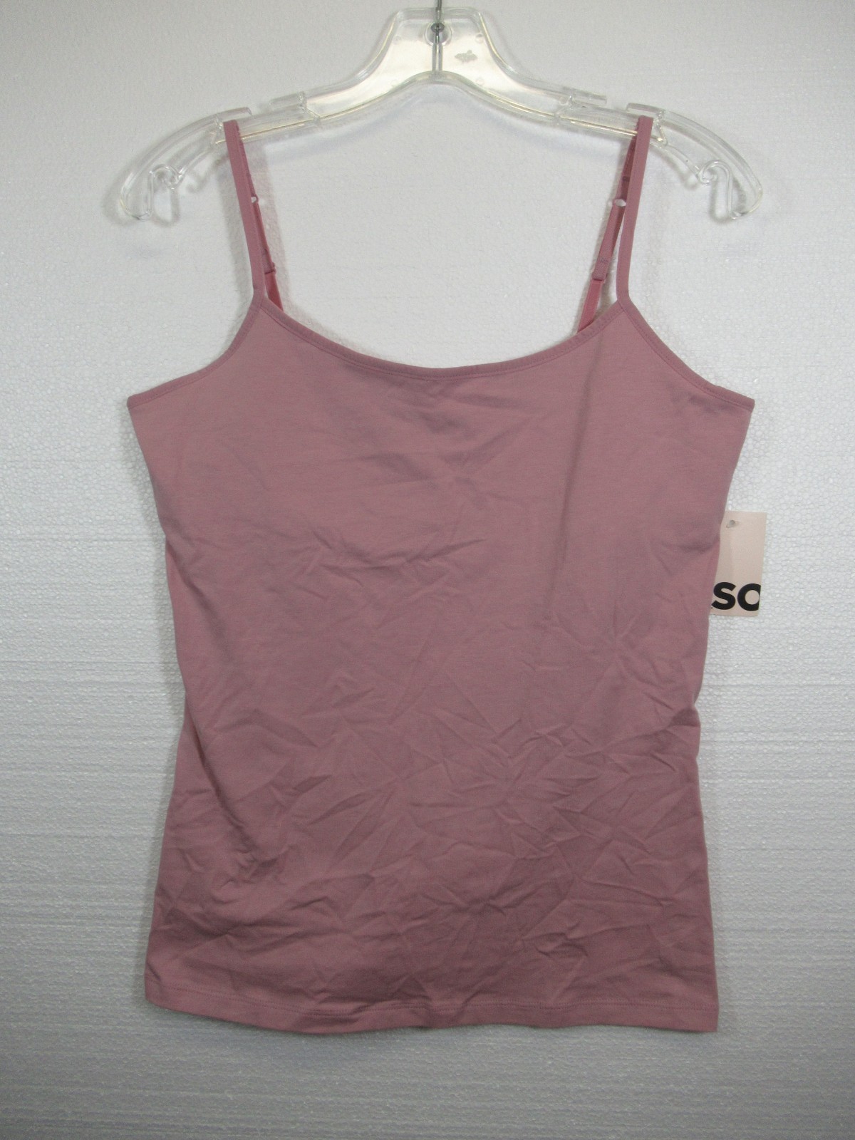 NEW SO Camisole Tank Top Junior Size Large Pink Built in Bra Stretch
