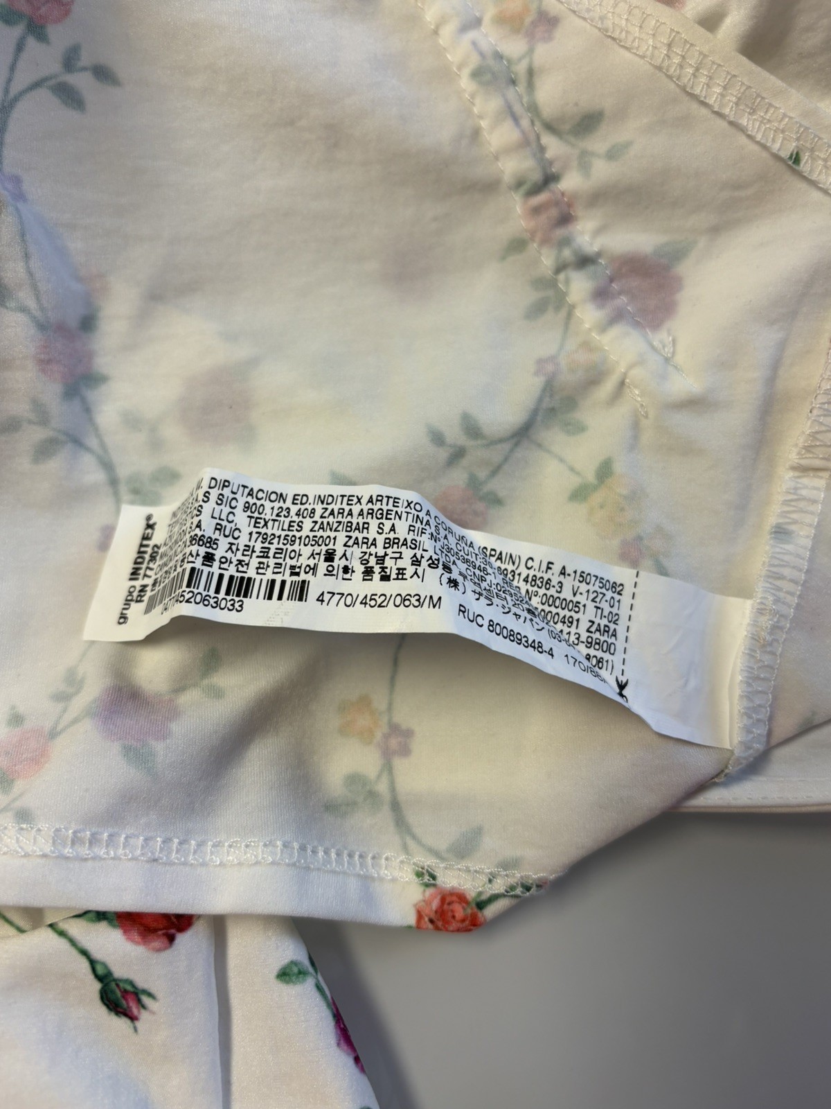 zara Crop Top womens size M floral white Flutter square neck Cottage NWOT