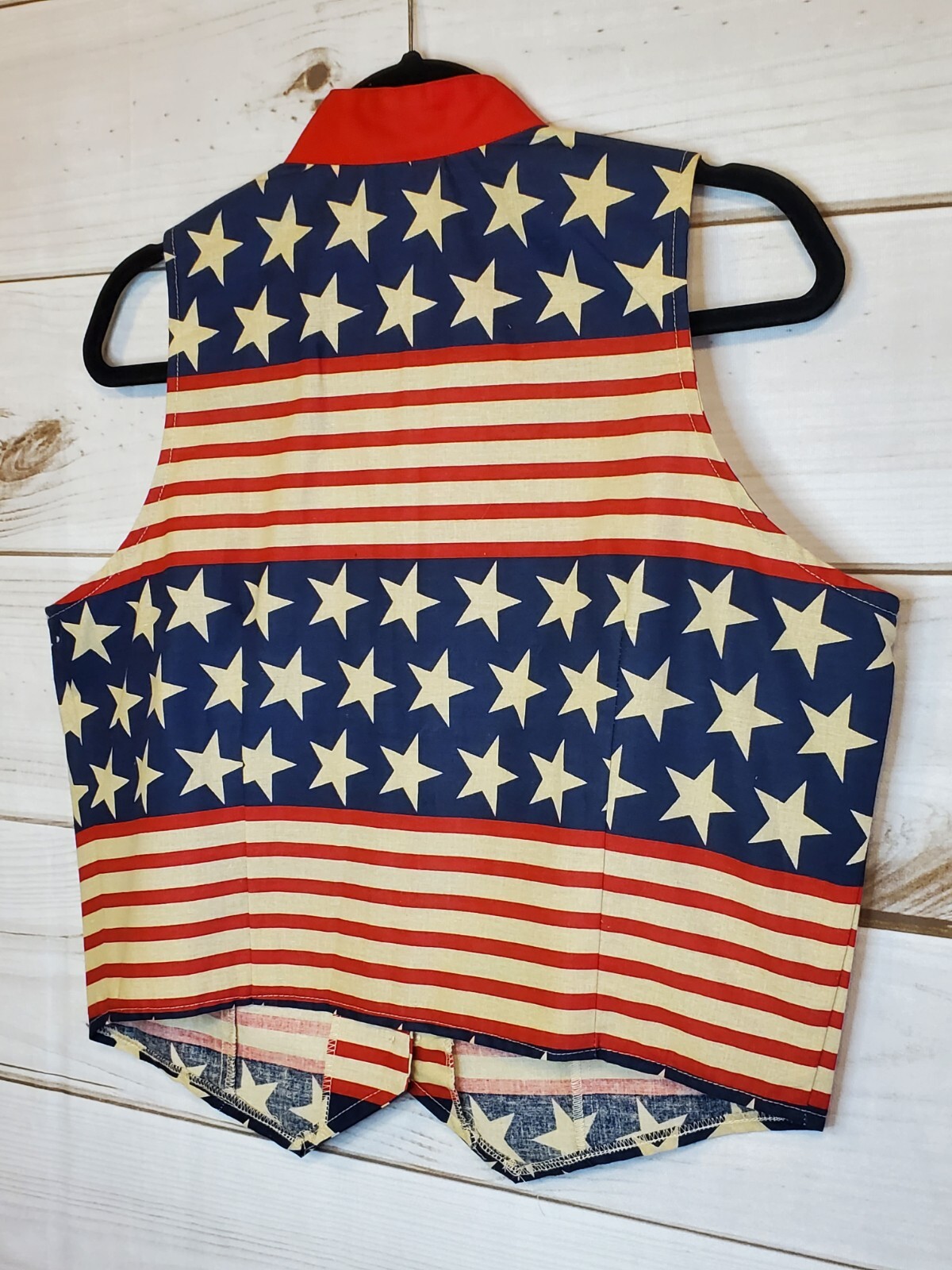 Vintage Banjo XL Crop Shirt Vest Sleeveless Patriotic American Flag 80s 90s TX