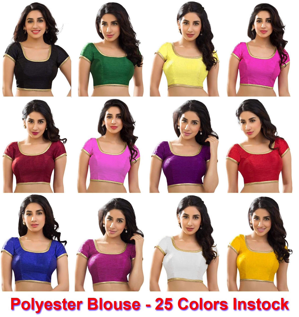 Polyester Silk Indian Wedding Blouse Top Choli Saree Bollywood Dupion BeelyDance
