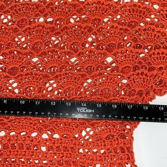 Intrigue Crochet Womens Top M Orange Cotton Acrylic Relaxed Boho Style