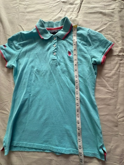 U.S Polo Assn. Womens Aqua Polo Shirt Size S Short Sleeve Logo Embroidered