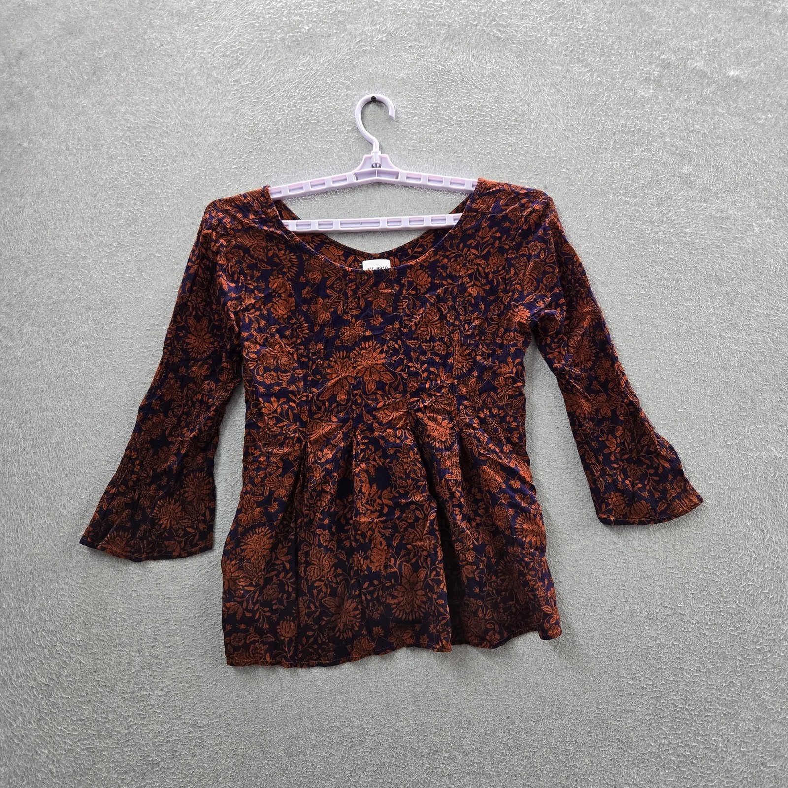 O’Neill Women Blouse MEDIUM Purple Floral Peplum Blouse Scoop Neck Pullover