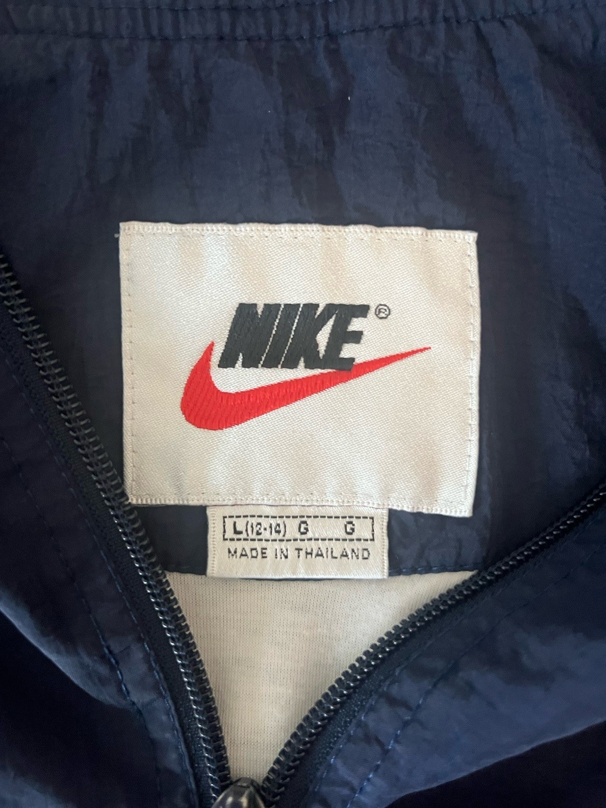 Vintage 90s Nike Windbreaker Jacket Women’s L (12-14) Navy Blue Full Zip