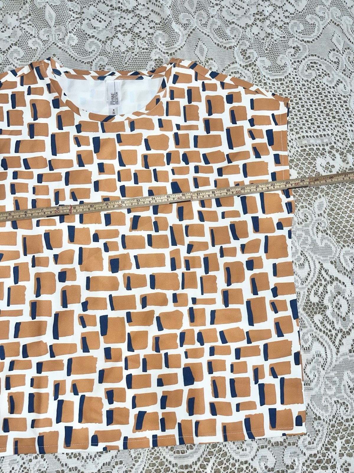 Wynne Layers Abstract Print Sleeveless Blouse Shirt Orange Blue Medium office