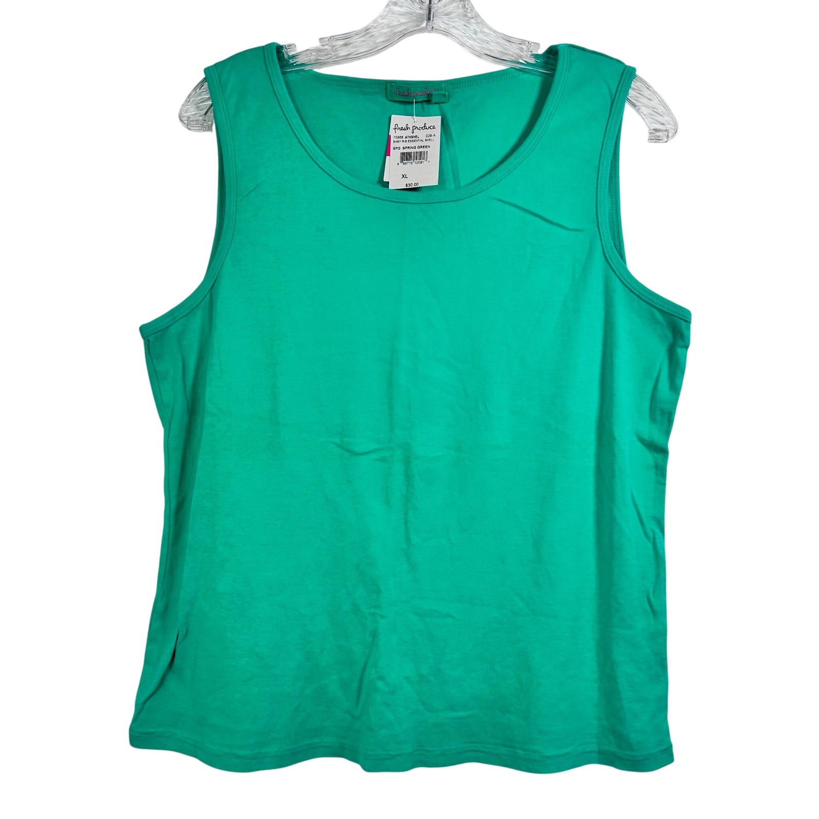 Fresh Produce Baby Rib Essential Shell Tank Top Spring Green XL New 75668 USA