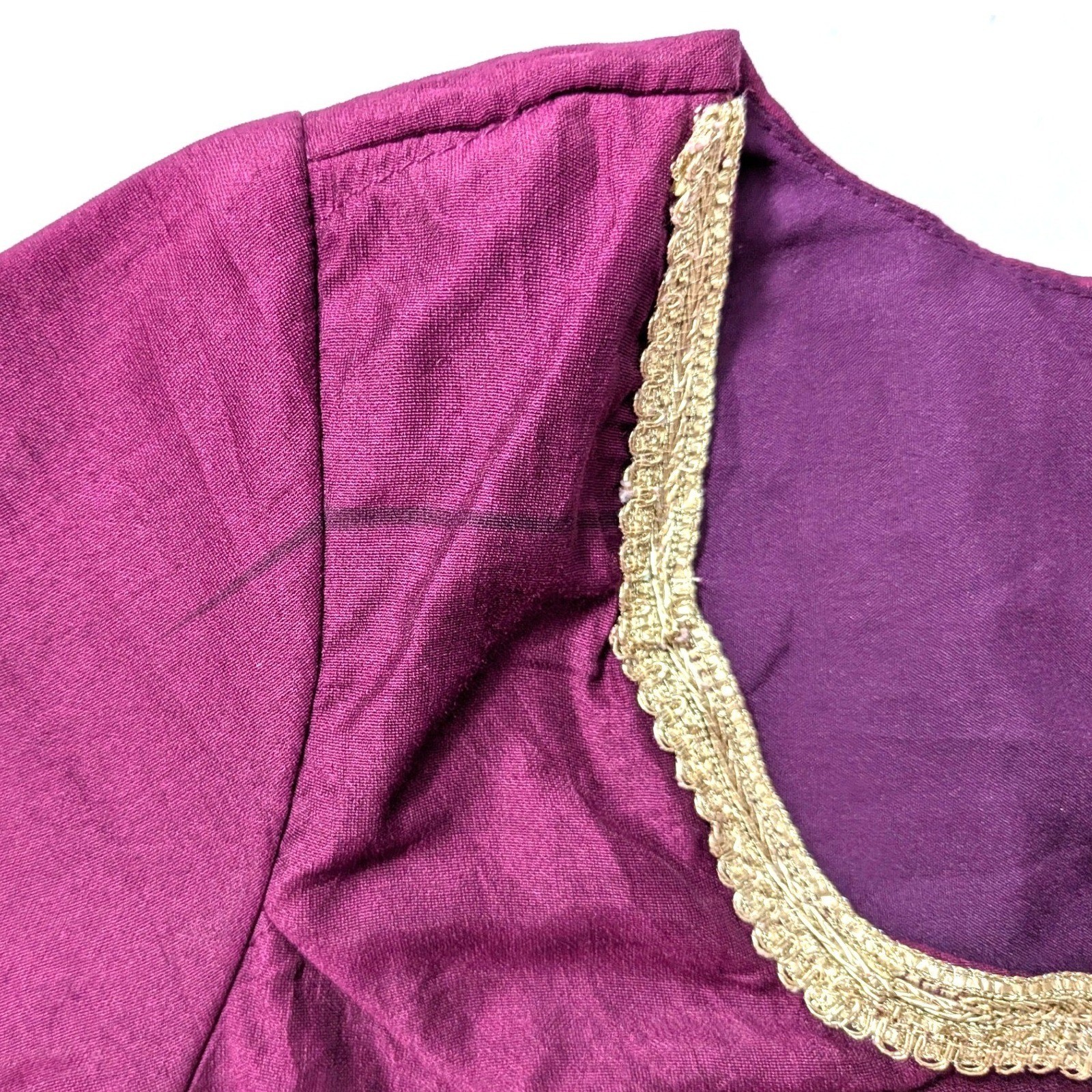 Indya Luxe Purple Plum with Gold Embroidery Sari Saree Blouse Crop Top Sz S NWT