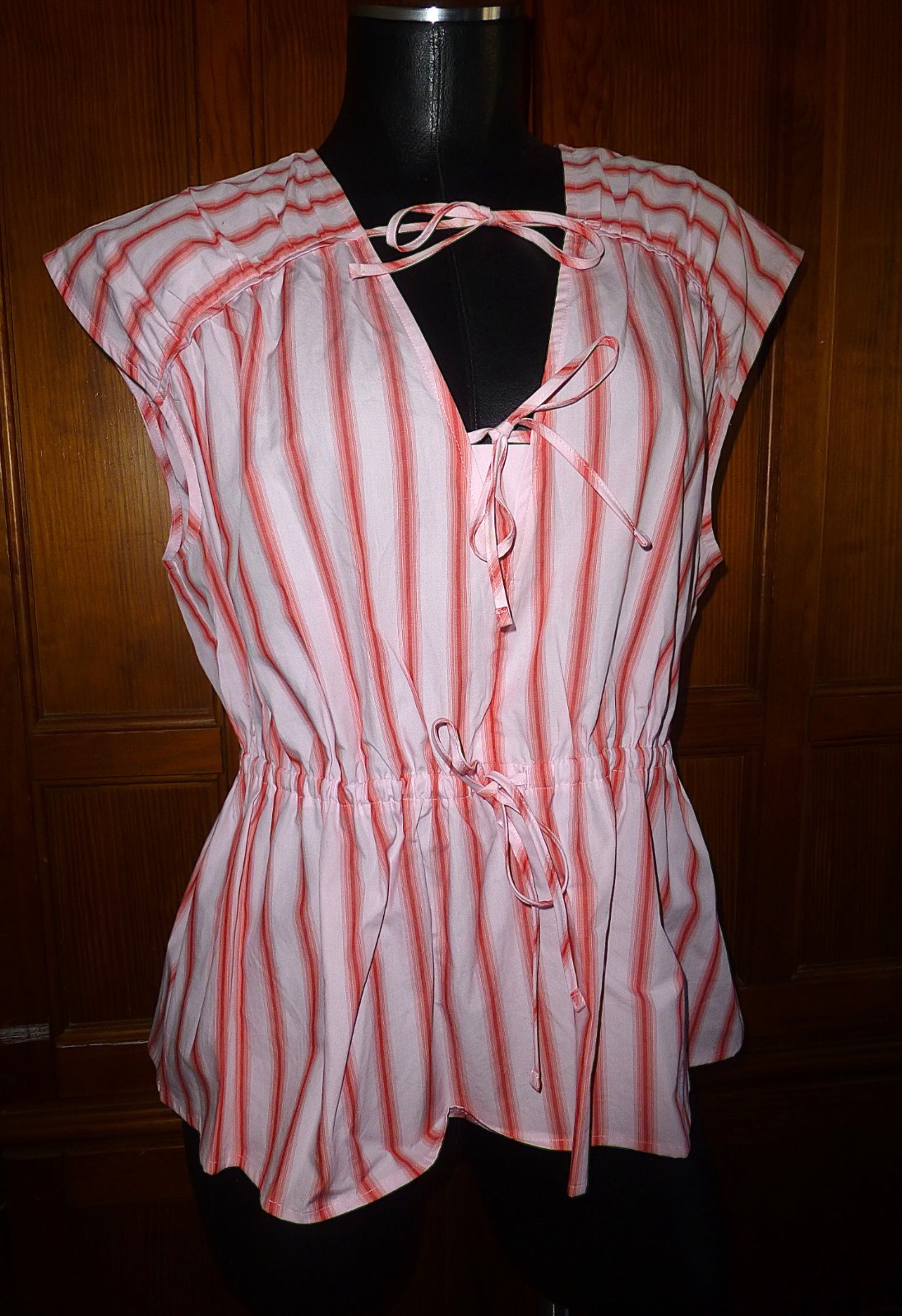 NEW $295 Derek Lam 10 Crosby Caroline Double Tie Cotton Blouse TOP sz M