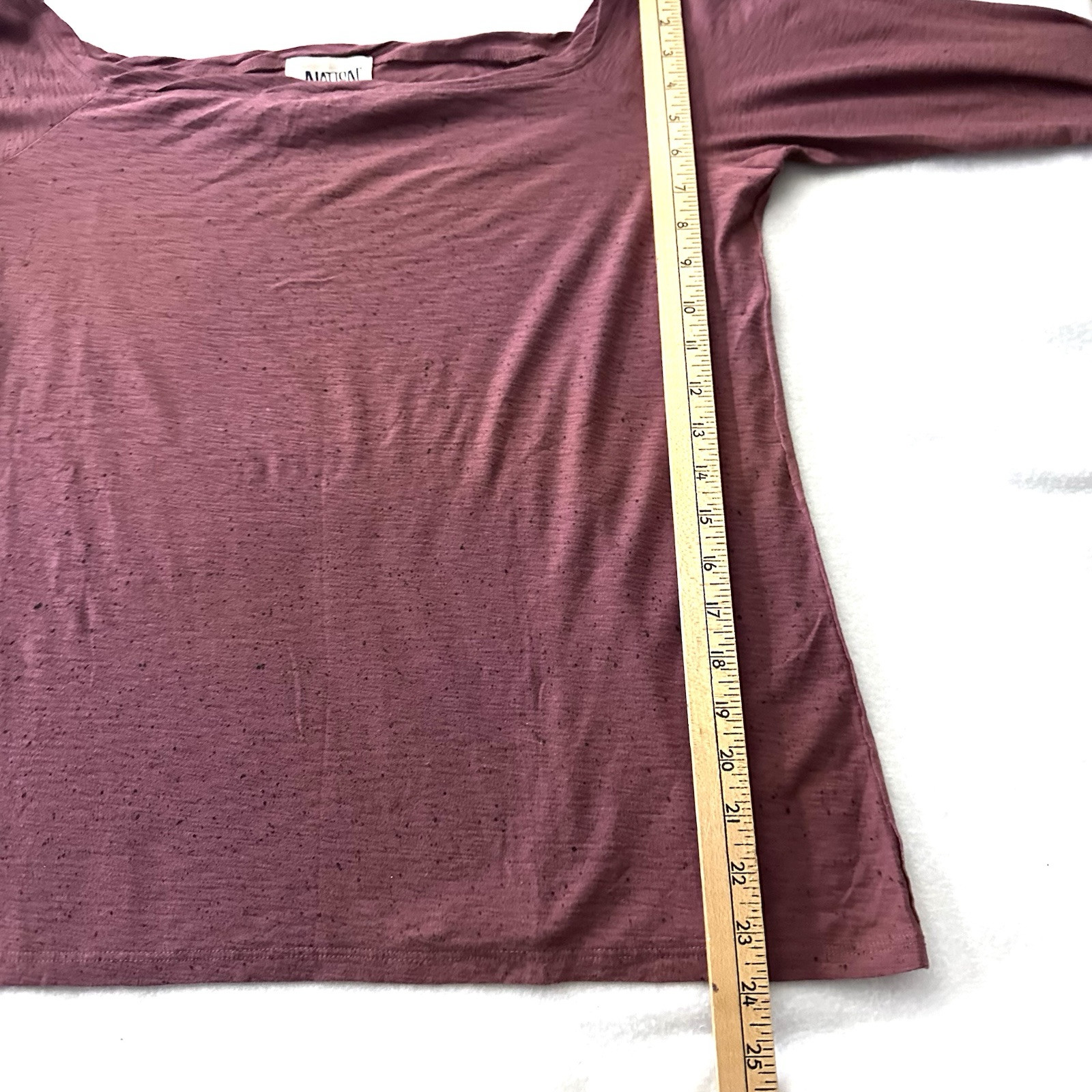Nation ltd Women’s L Large Square Neck Speckled Boxy Pima Peru Red Burgundy