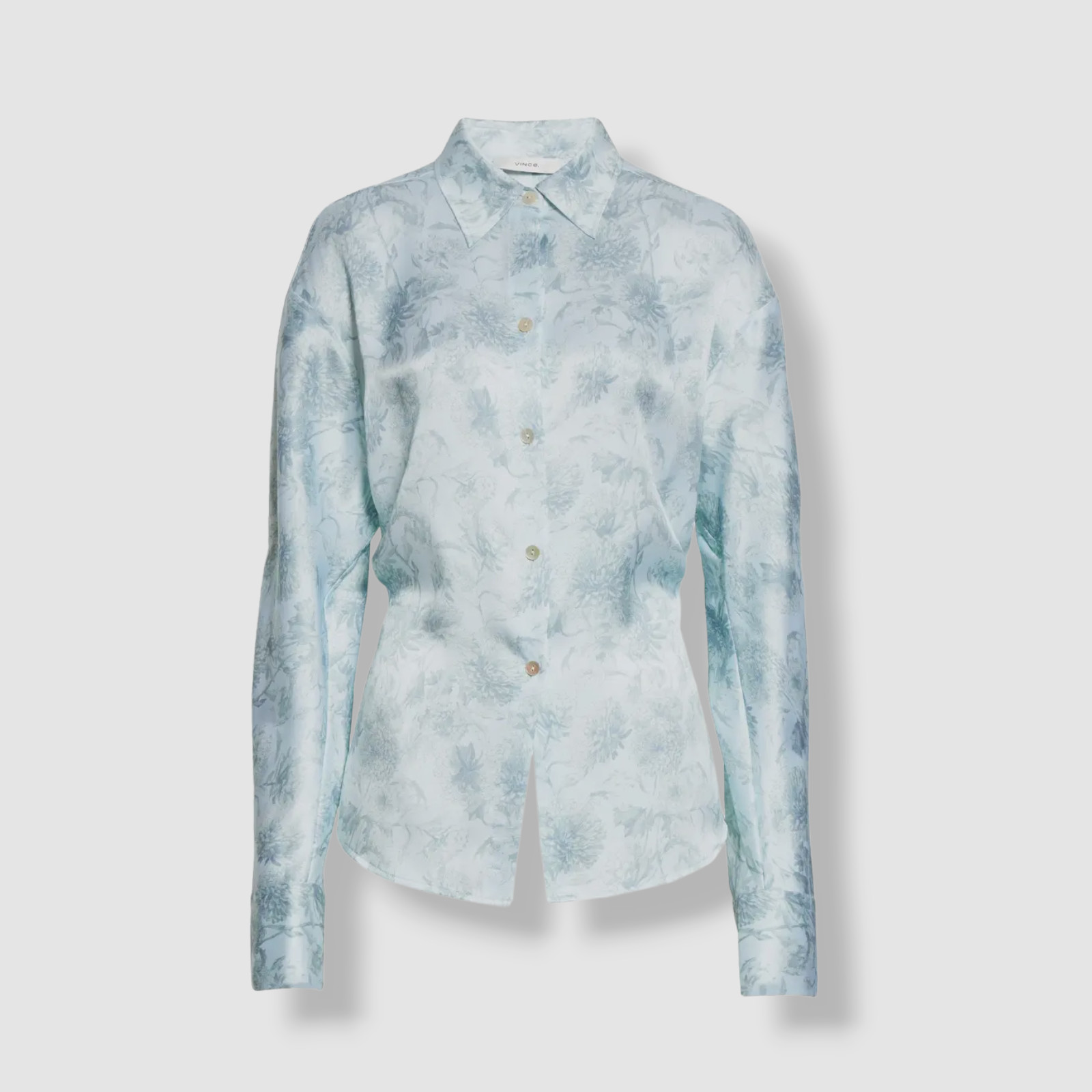 $395 Vince Women’s Blue Silk Long Sleeve Button-up Blouse Shirt Top Size XXS