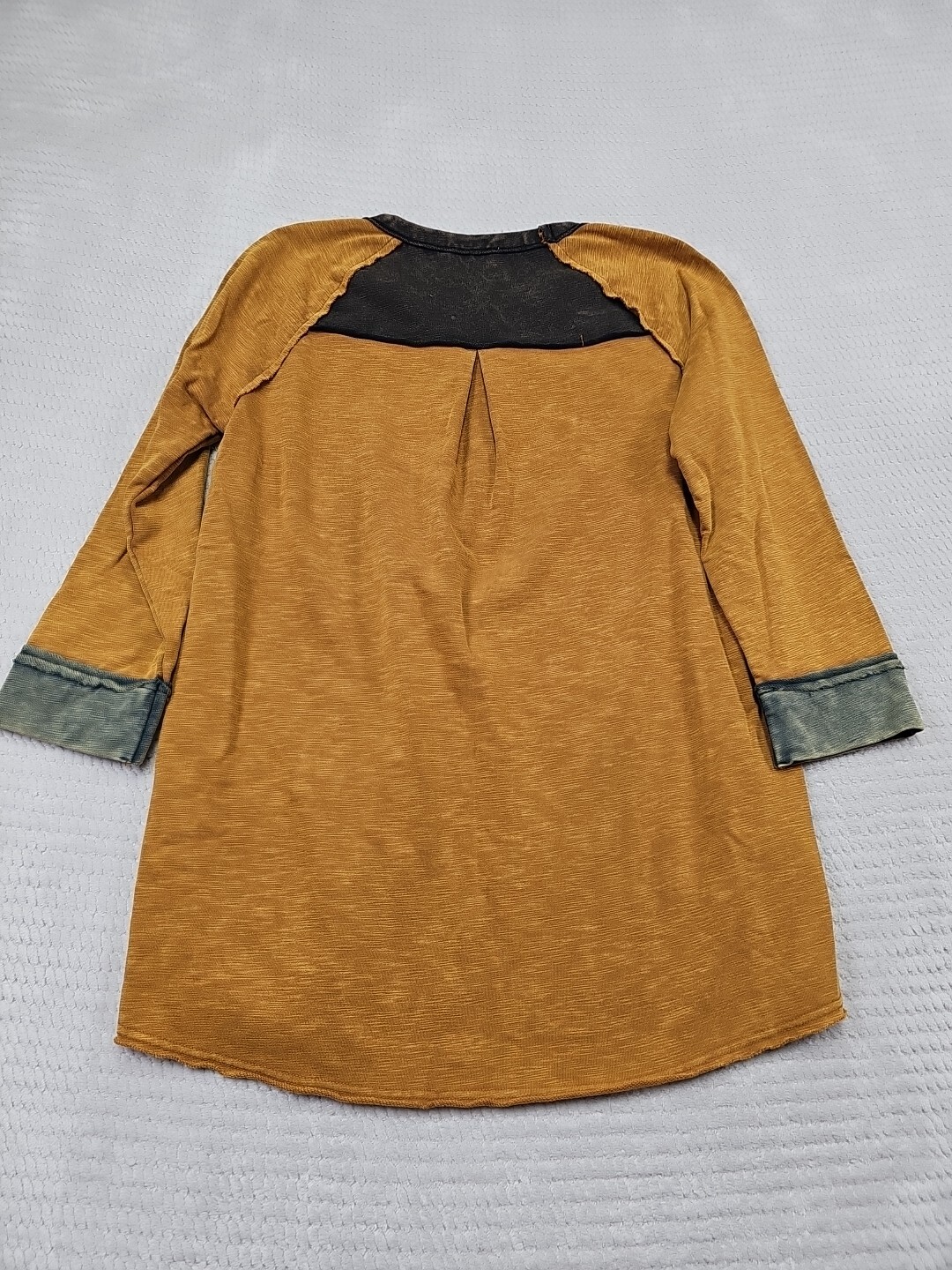 Mystree Shirt Womens Medium Oversized Mustard Boho Acid Washed