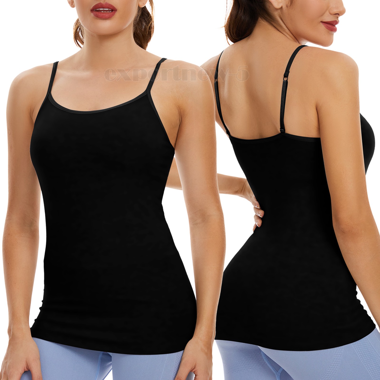Women Cami Camisole with Built-in Bra Push Up Padded Vest Baisc Layer Tank Tops