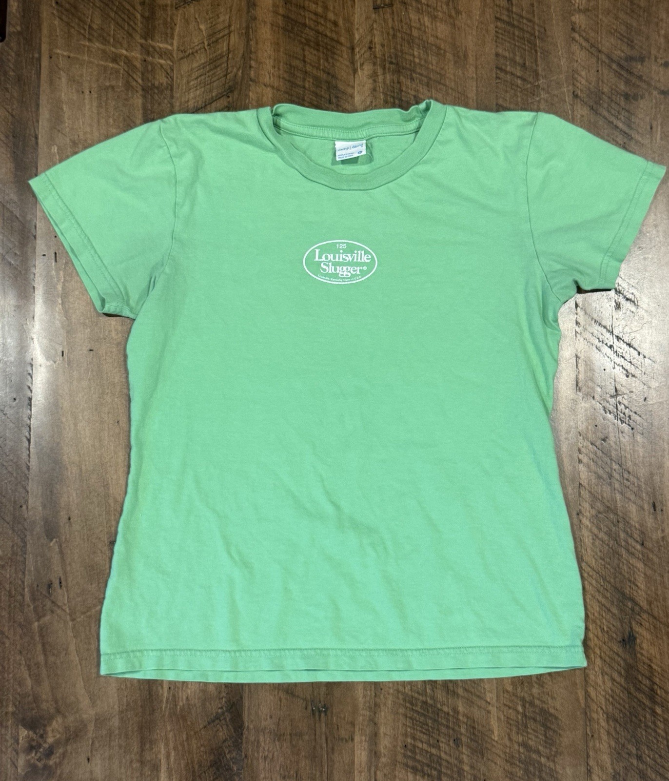 Vintage Style Louisville Slugger Baseball T Shirt Womens Size M Green Graphic