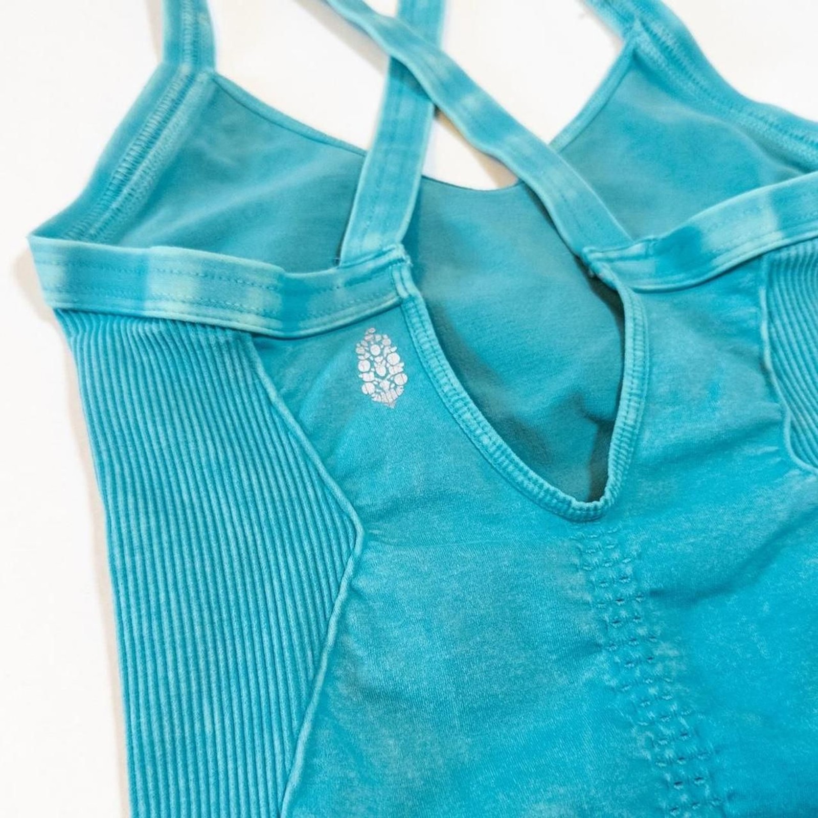 Free People Movement Teal Criss Cross Back Leotard Bodysuit One Piece XS/S