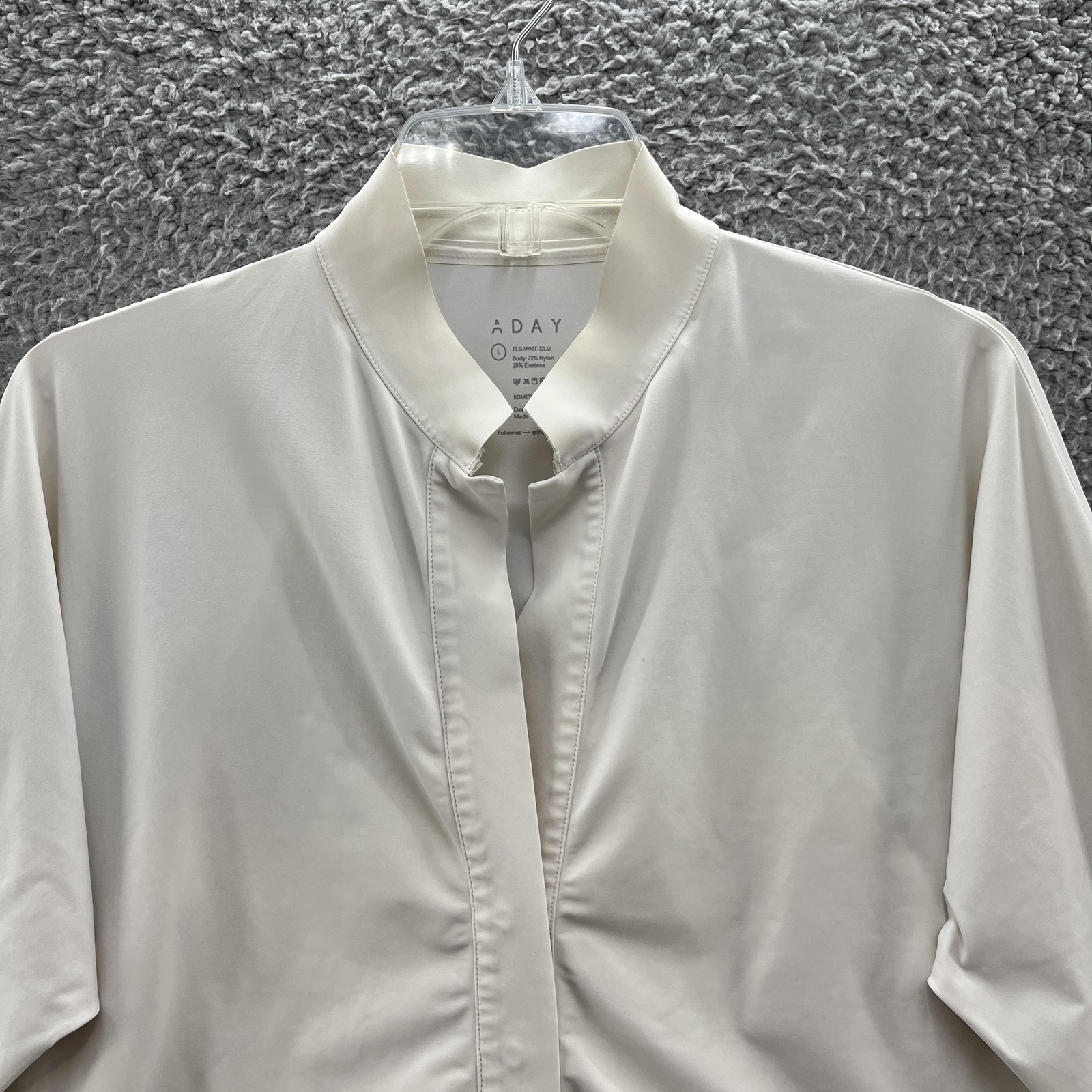 ADAY Shirt Womens Large Cream Something Borrowed Tunic High Low Stretch Longline