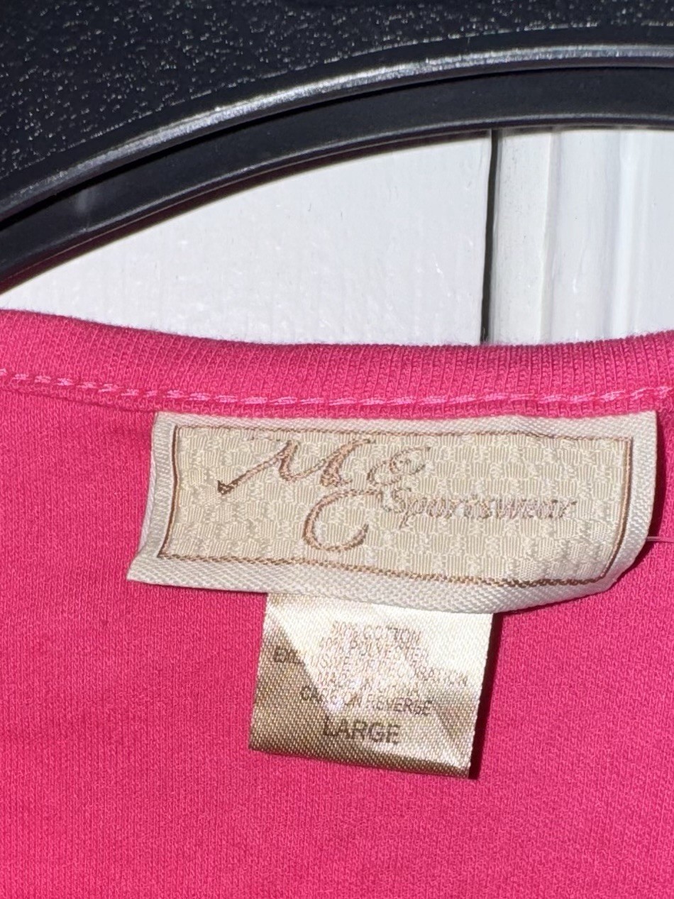 MC Sportswear Womens Magenta Pink Snowflake Embroidered Long Sleeve Top Shirt L