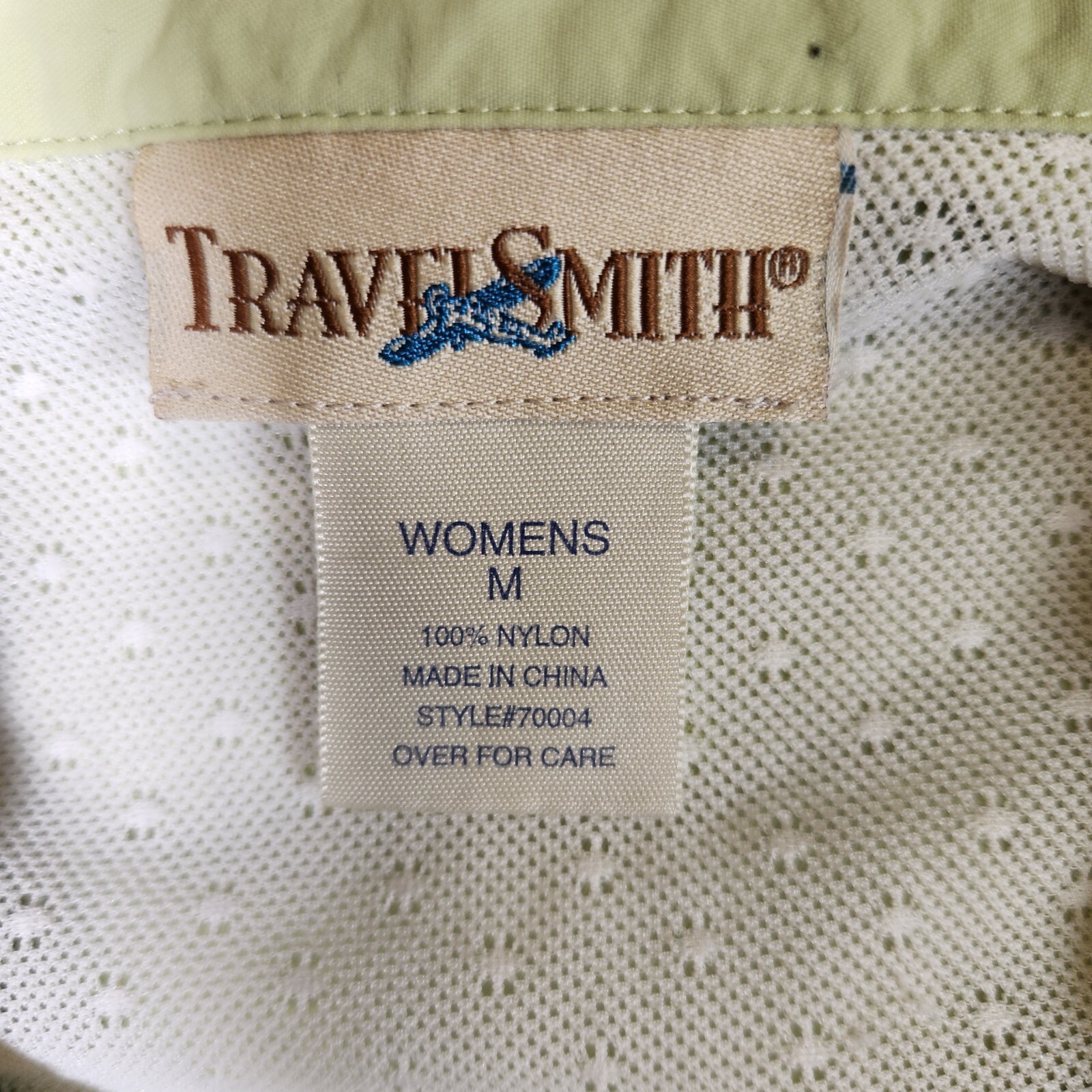 Travel Smith Shirt Womens Medium Green Vented Button Up Nylon Camping Gorpcore
