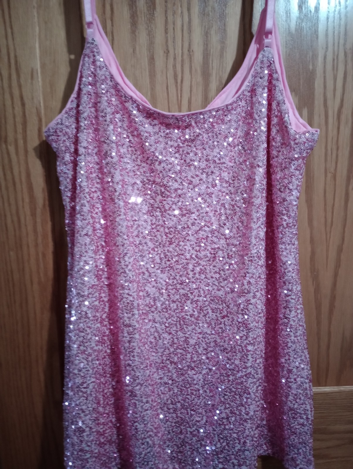 Blumin Pink Solid Sequin Camisole Tank Scoop Neck Spaghetti Straps 3XL