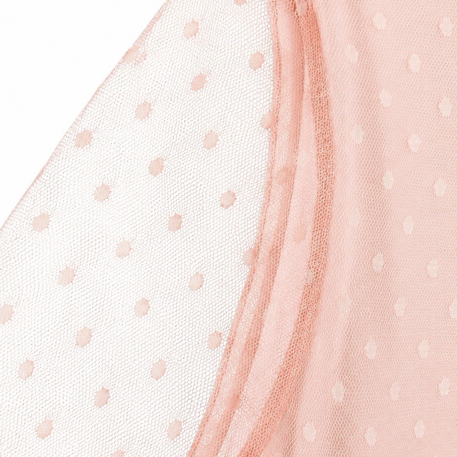 Nasty Gal Women’s Pink Mesh Sheer Polka Dot Ruffle Round Neck Blouse US 10