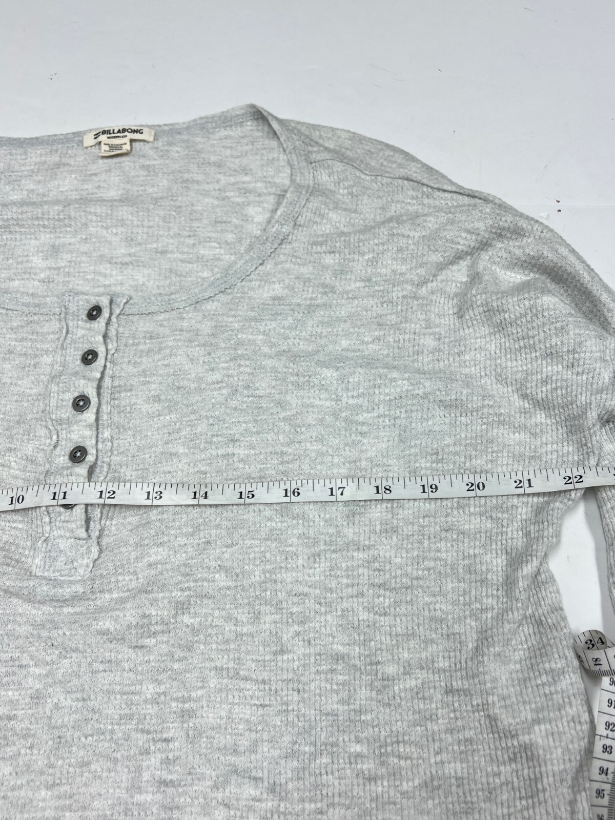 Billabong Any Day LightThermal Henley Top NWT Size XS Gray Oversized Cozy Shirt