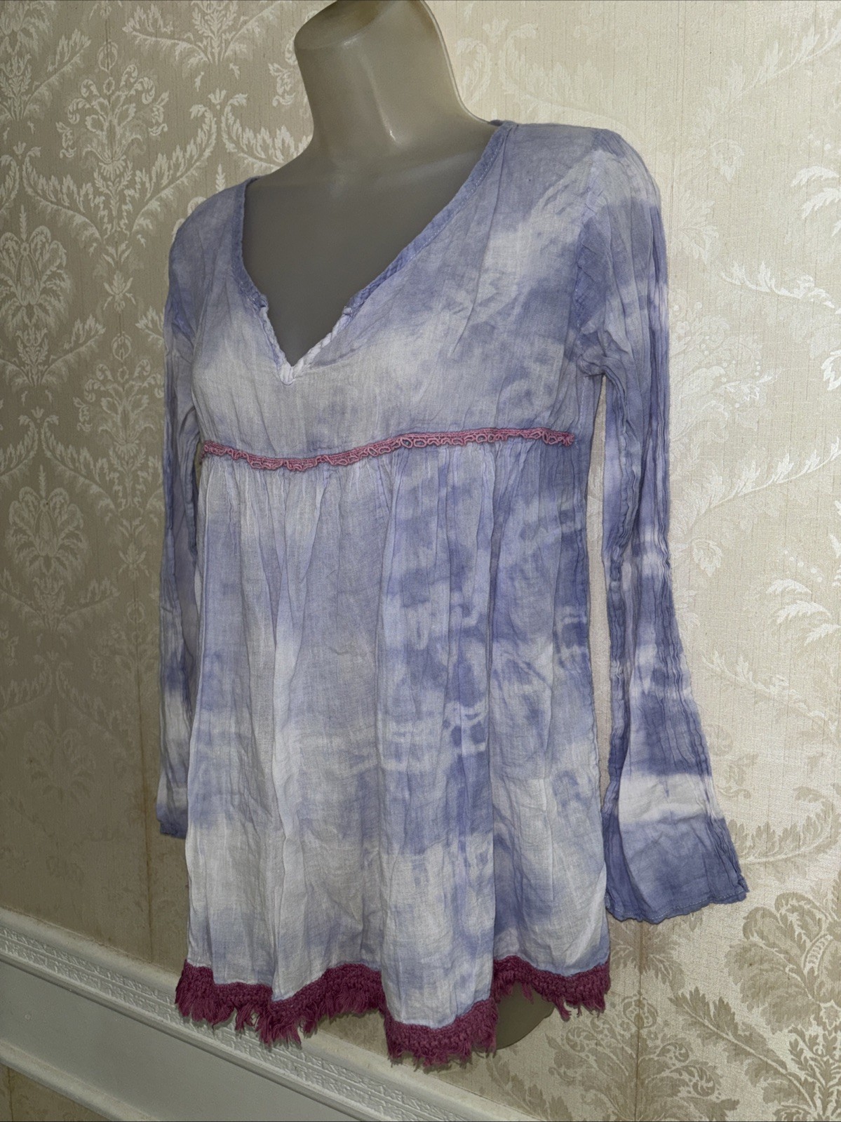 Natural Life Live Happy 100% Cotton Long Sleeve Pullover Top Size S/M