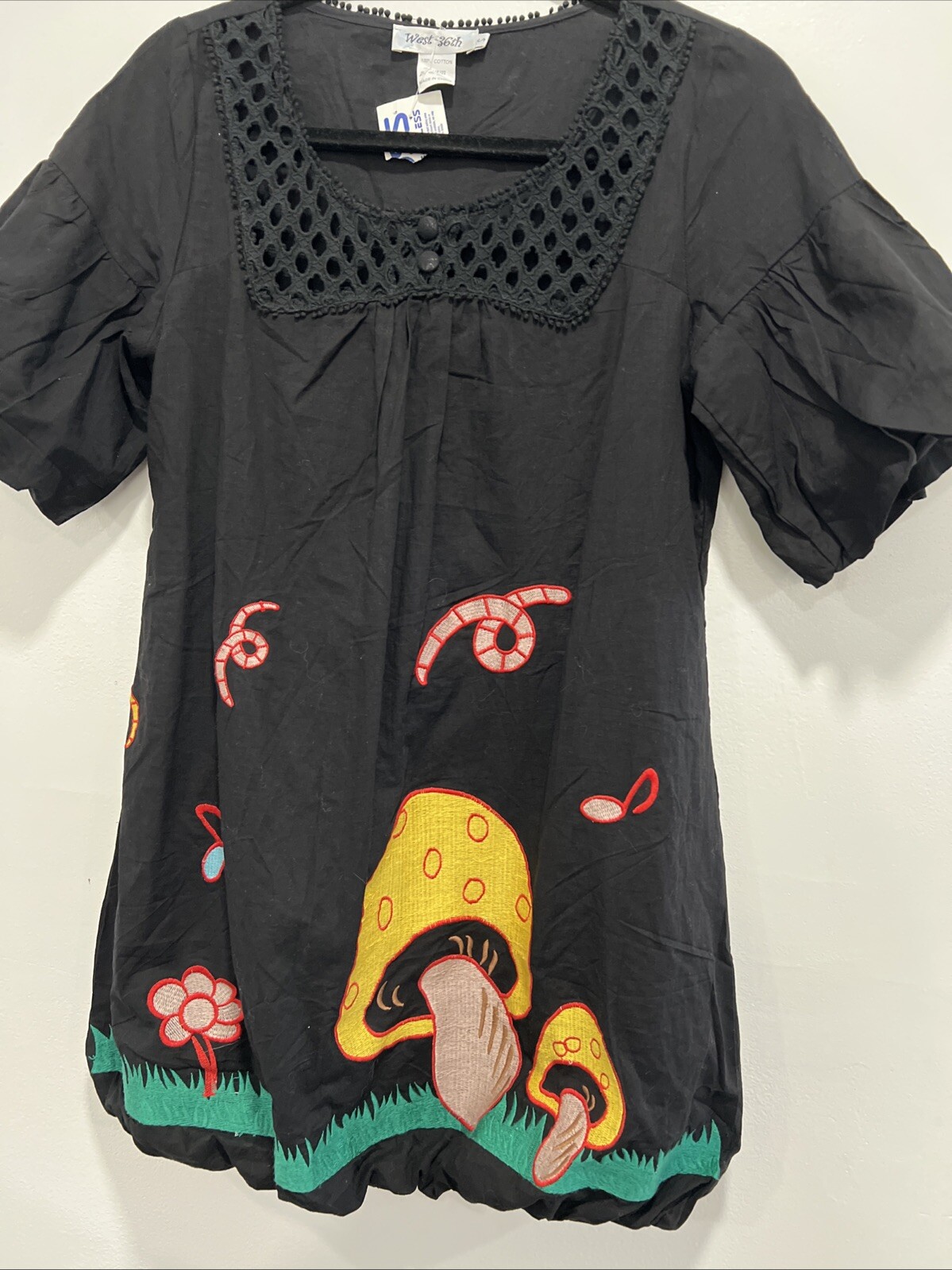 West 36th Mushroom Embroidered Blouse