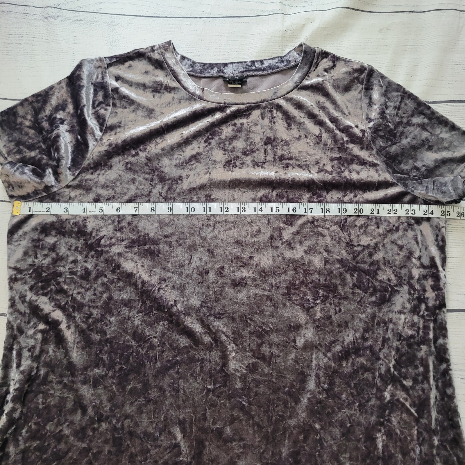 Torrid Size 2X Heather Grey Crushed Velvet Short Sleeve Tee Top Holiday